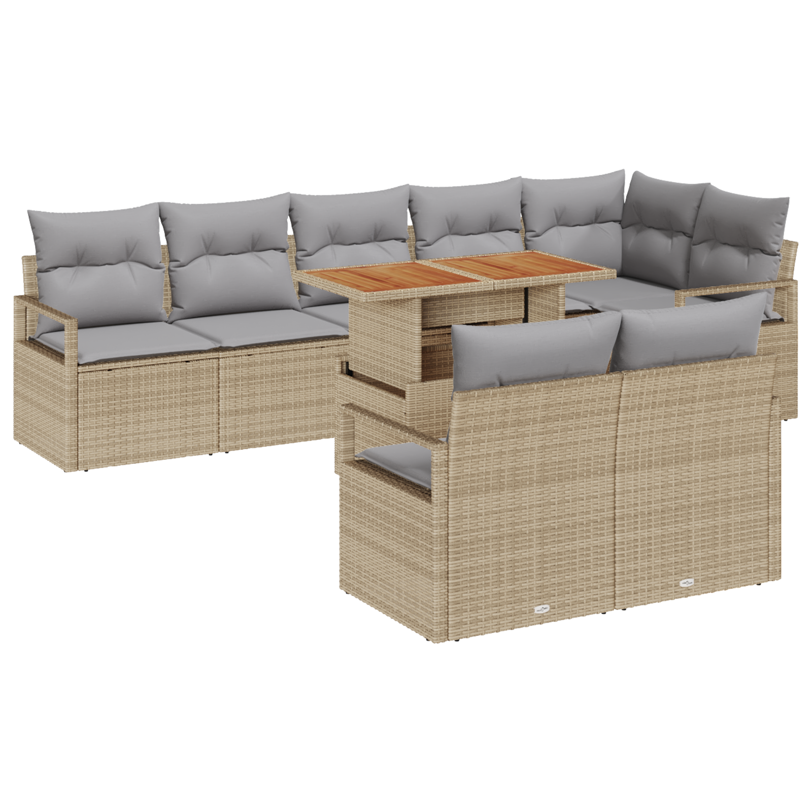 Thumbnail - vidaXL 9-teiliges Garten Sofa Set mit Kissen Beige Poly Rattan Akazie