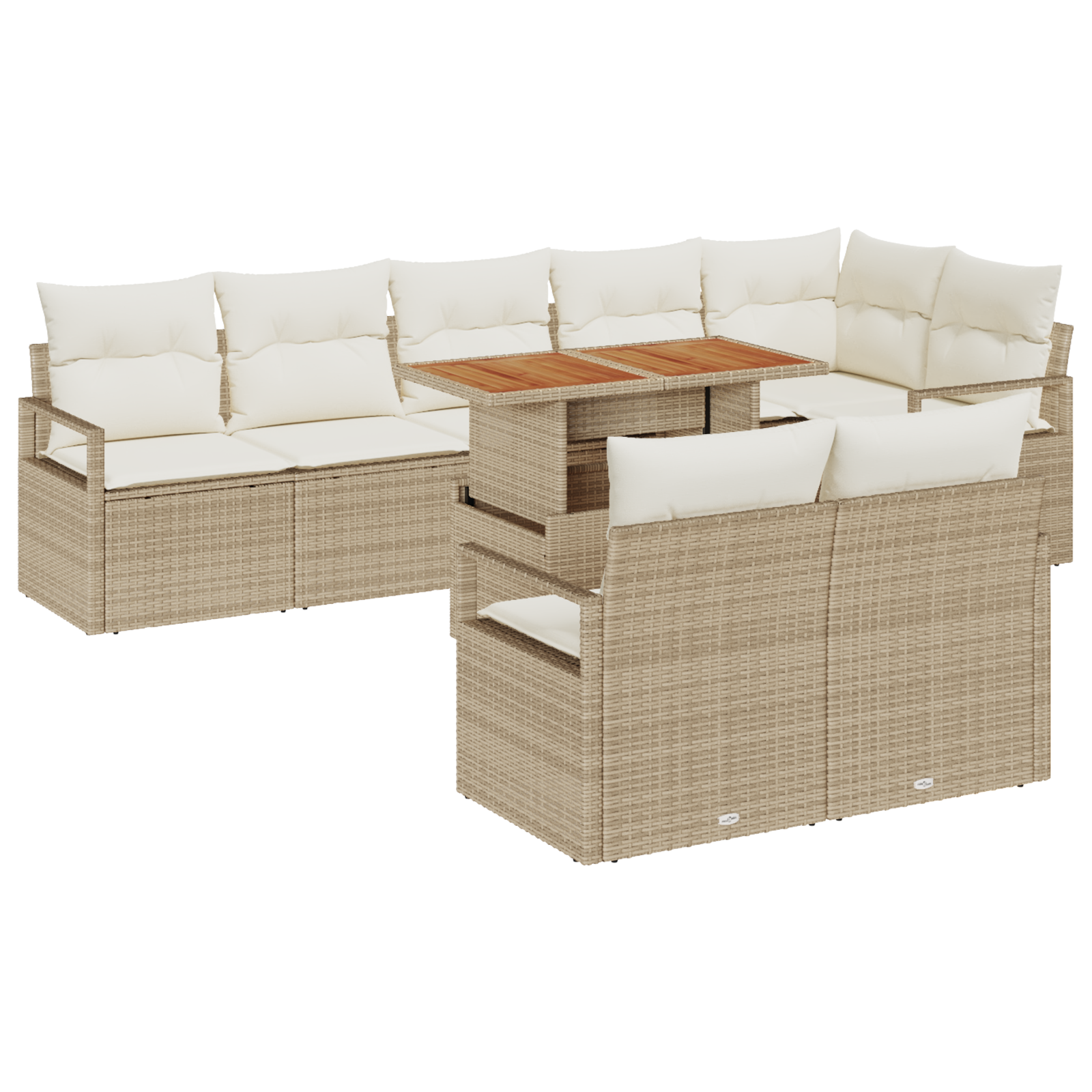 Thumbnail - vidaXL 9-teiliges Garten Sofa Set mit Kissen Beige Poly Rattan Akazie