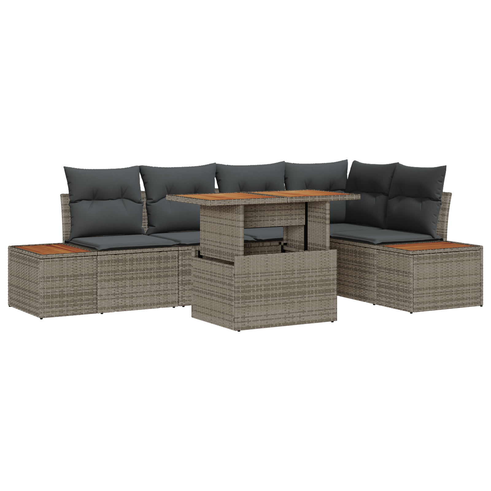 Thumbnail - vidaXL 6-tlg. Garten-Essgruppe mit Kissen Grau Poly Rattan Akazie