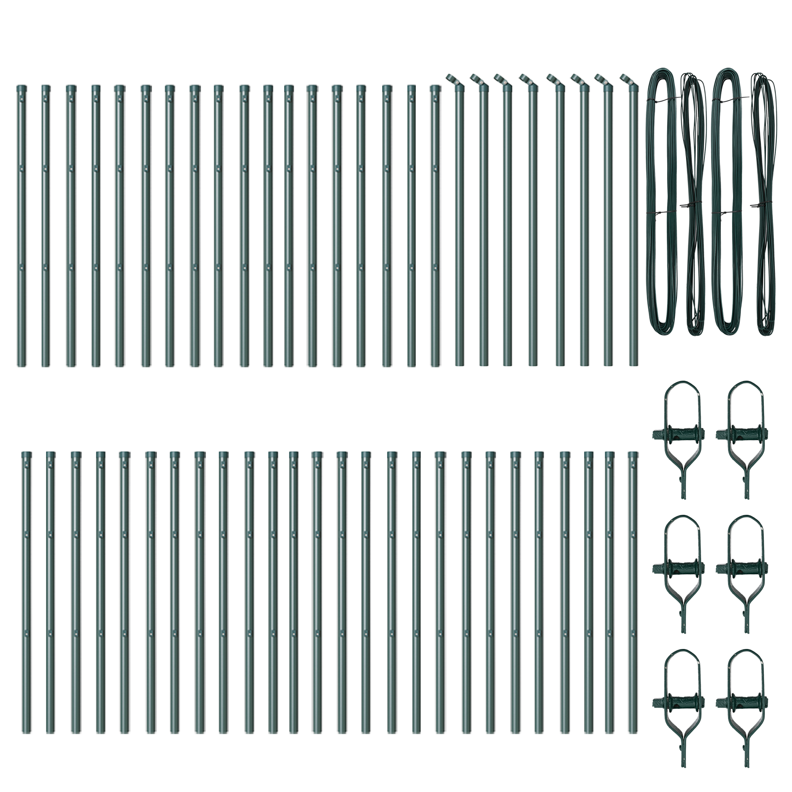 Fence Posts 52 pcs Green Ø32 mm 80 cm Galvanised Steel - Image 3