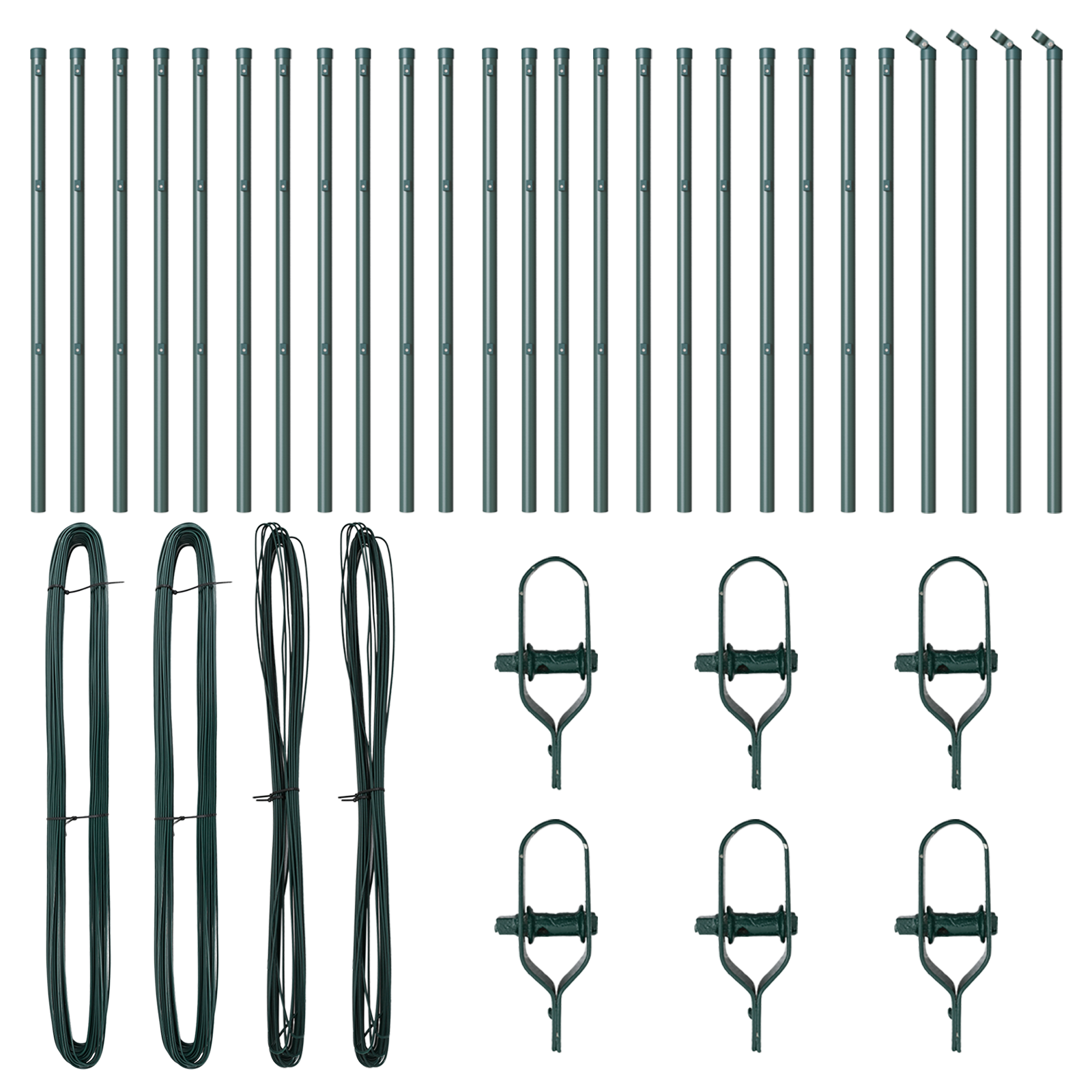 Fence Posts 26 pcs Green Ø32 mm 120 cm Galvanised Steel - Image 3