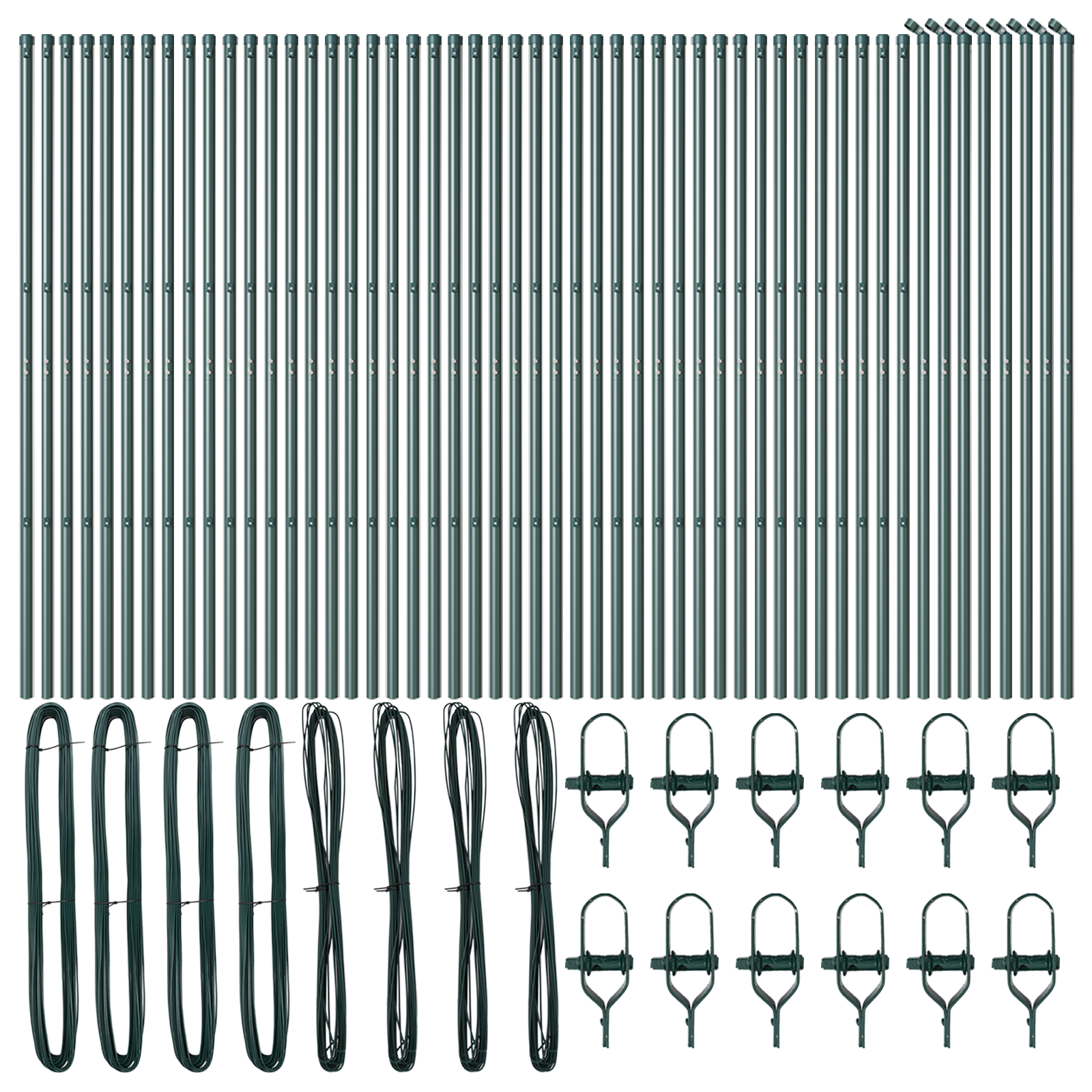 Fence Posts 52 pcs Green Ø32 mm 190 cm Galvanised Steel - Image 3