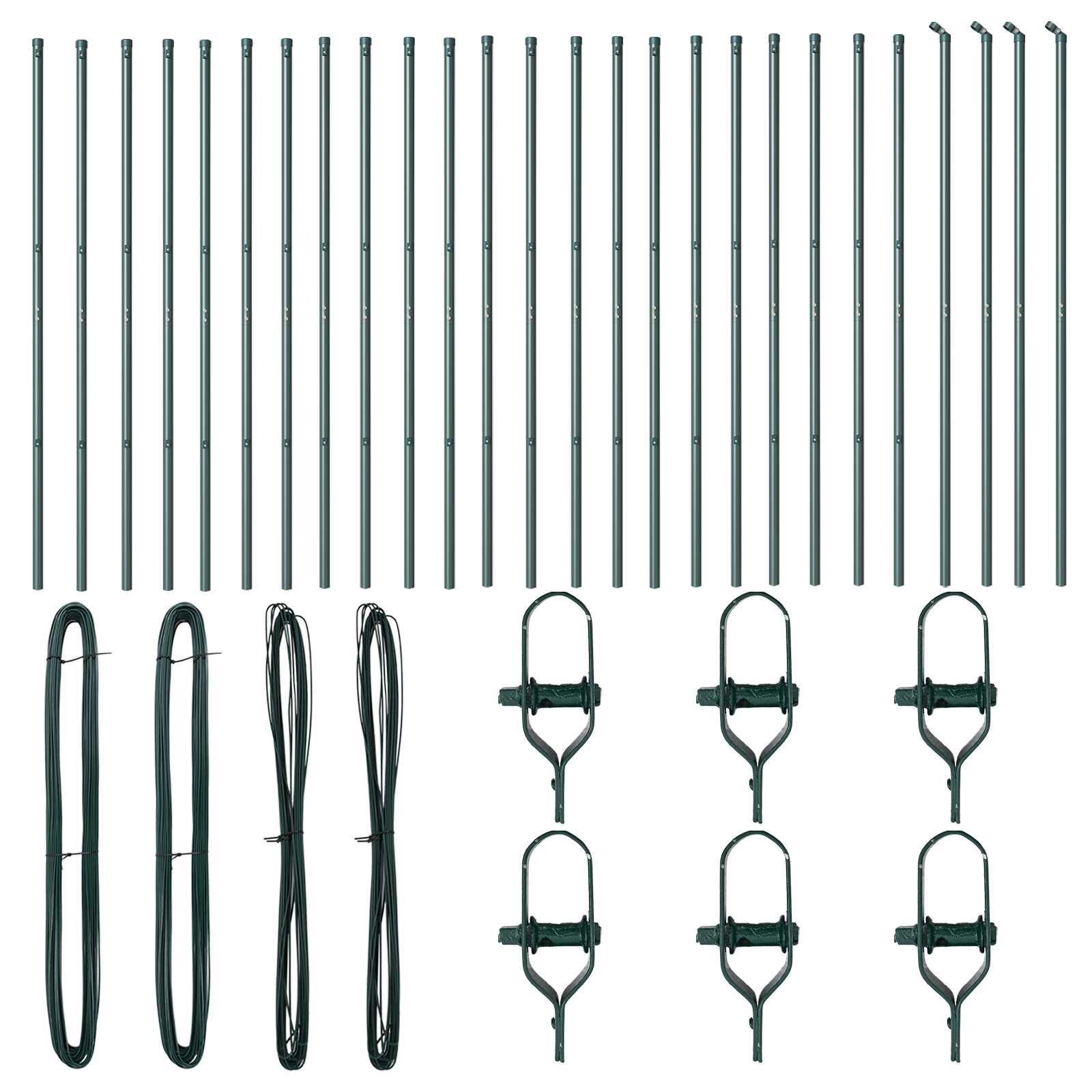 Fence Posts 26 pcs Green Ø32 mm 200 cm Galvanised Steel - Image 3