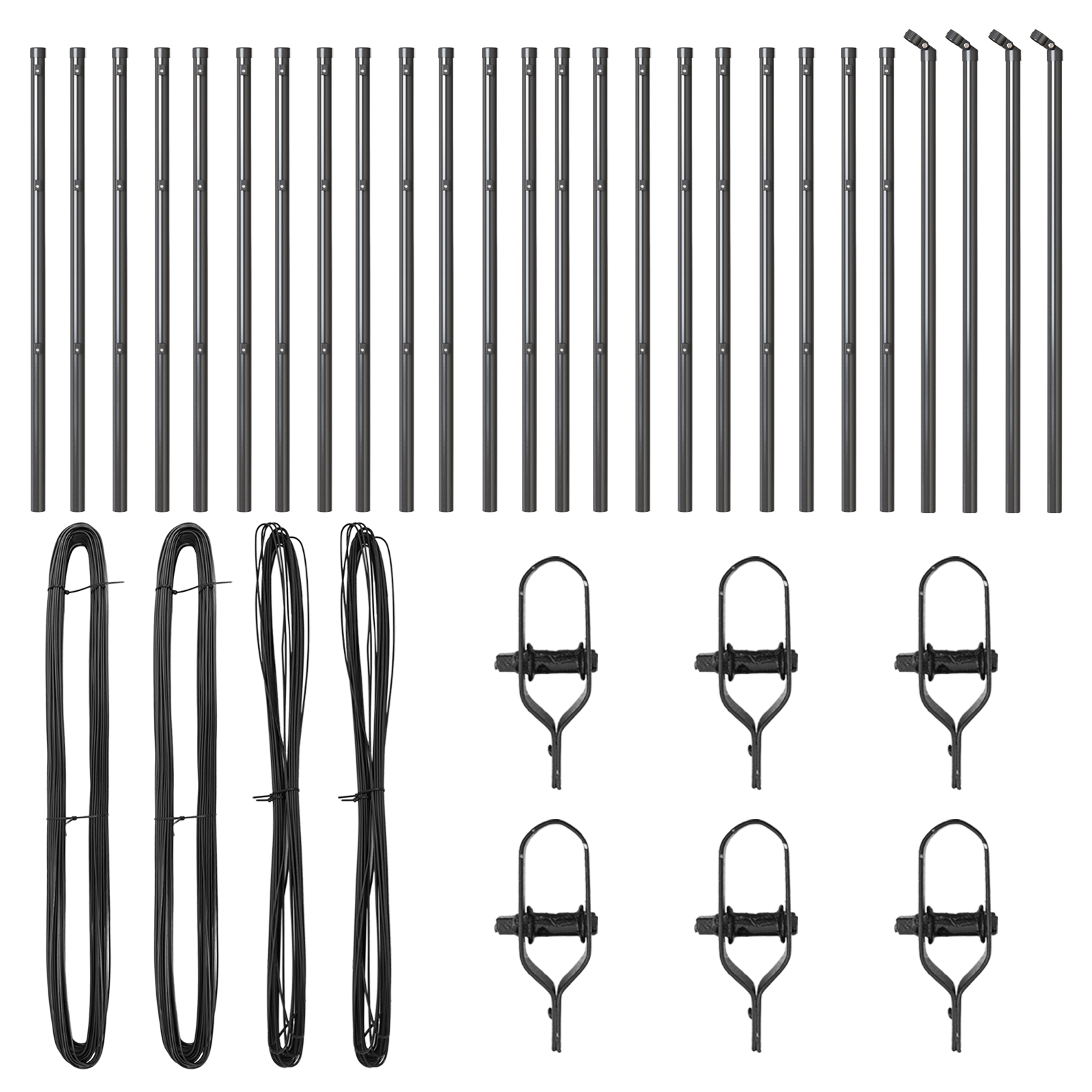 Fence Posts 26 pcs Grey Ø32 mm 80 cm Galvanised Steel - Image 3