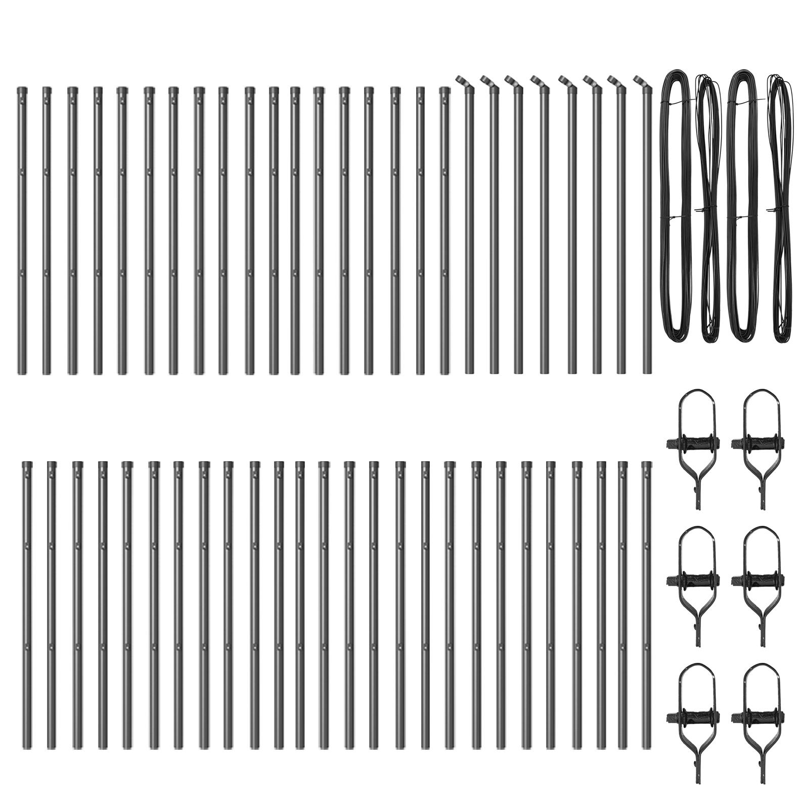 Fence Posts 52 pcs Grey Ø32 mm 80 cm Galvanised Steel - Image 3