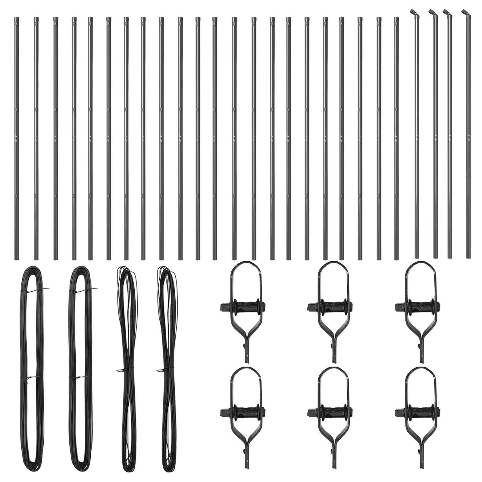 Fence Posts 26 pcs Grey Ø32 mm 190 cm Galvanised Steel - Image 3