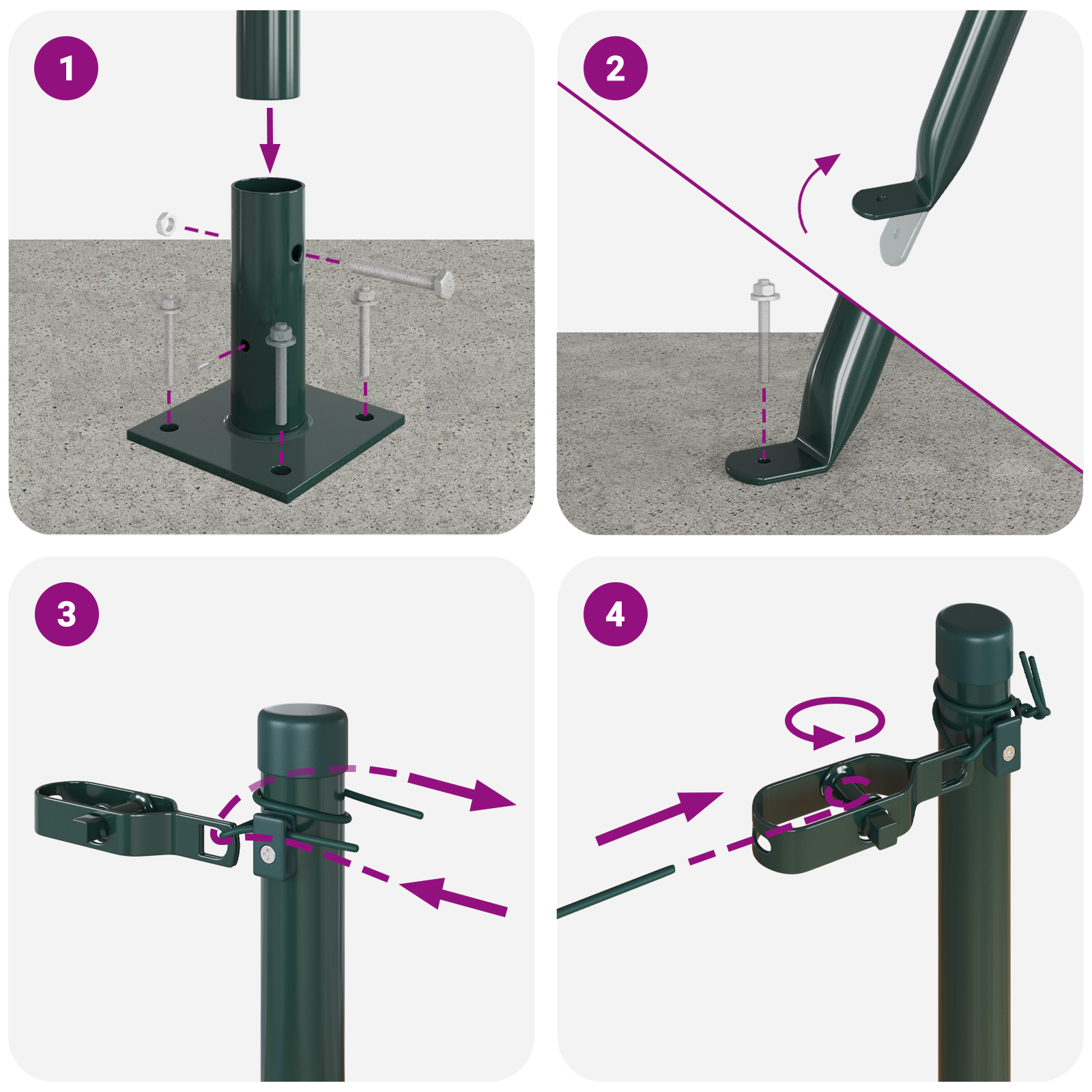 Fence Posts with Base Plates 26 pcs Ø32mm 83,5cm Galvanised Steel - Image 8