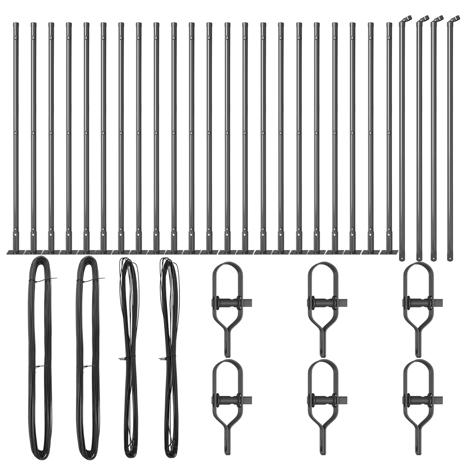 Fence Posts with Base Plates 26 pcs Ø32mm 70cm Galvanised Steel - Image 3