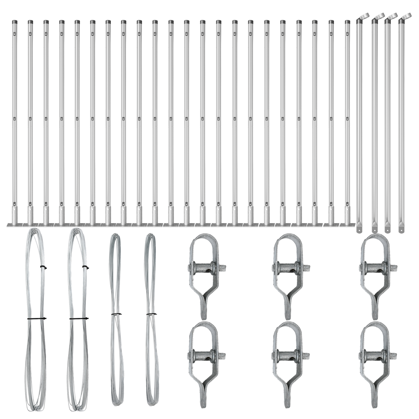 Fence Posts with Base Plates 26 pcs Ø32mm 70cm Galvanised Steel - Image 3