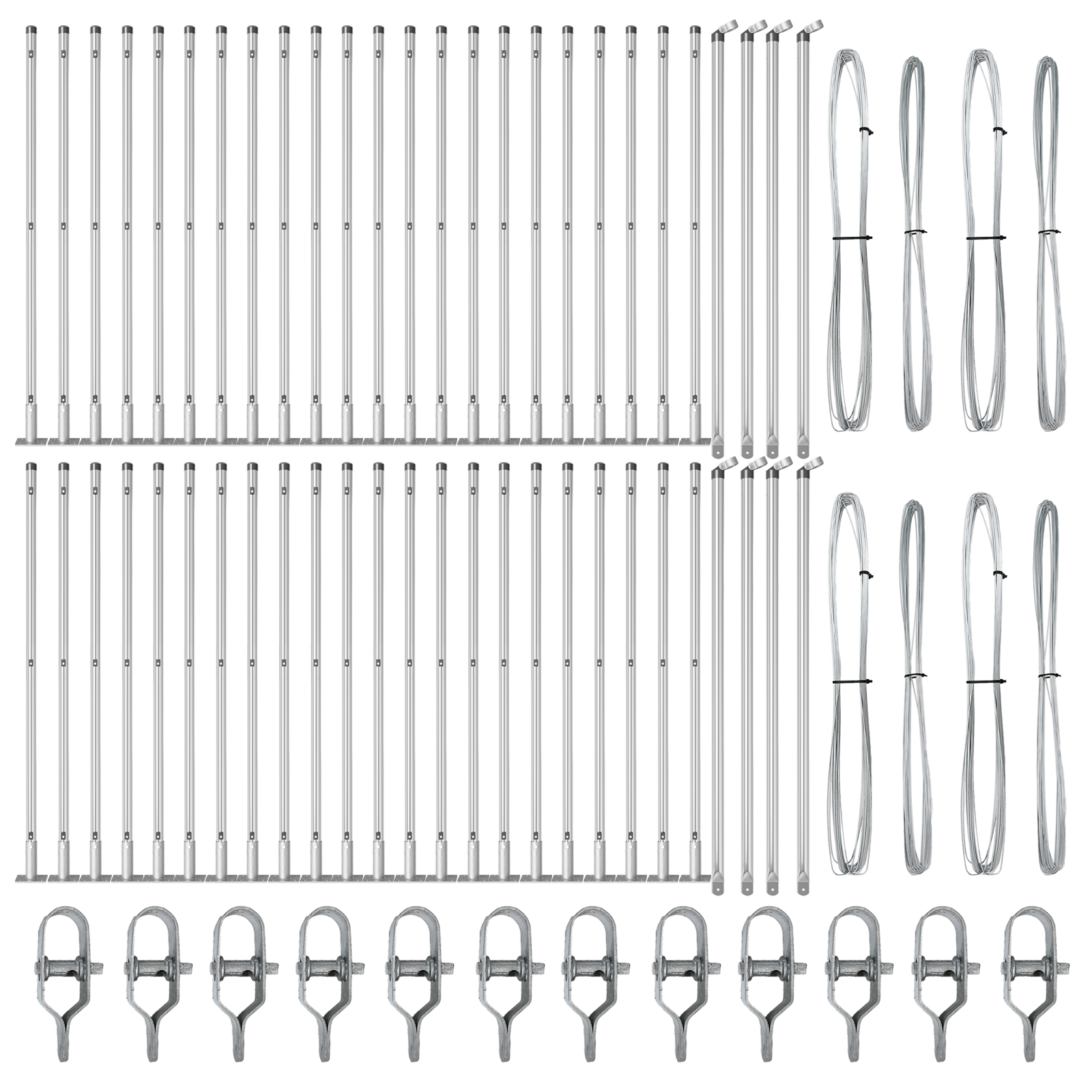 Fence Posts with Base Plates 52 pcs Ø32mm 70cm Galvanised Steel - Image 3