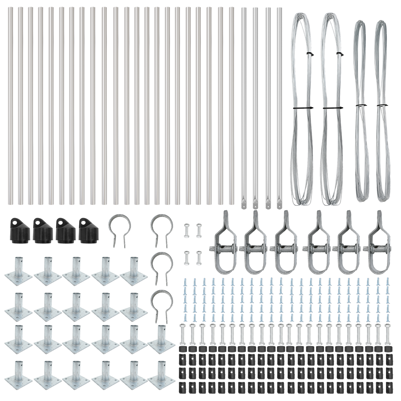 Fence Posts with Base Plates 26 pcs Ø32mm 110cm Galvanised Steel - Image 4