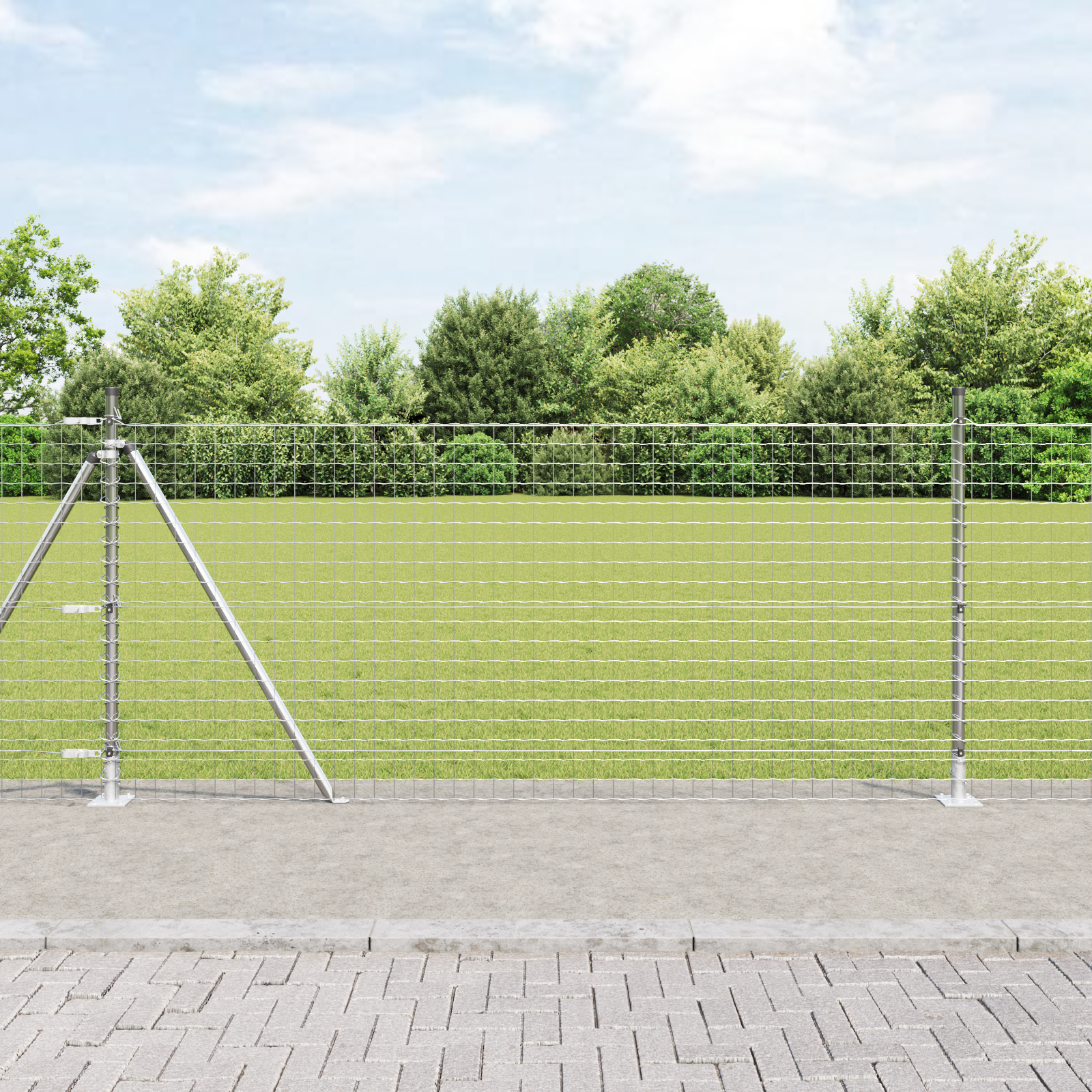 Fence Posts with Base Plates 26 pcs Ø32mm 110cm Galvanised Steel