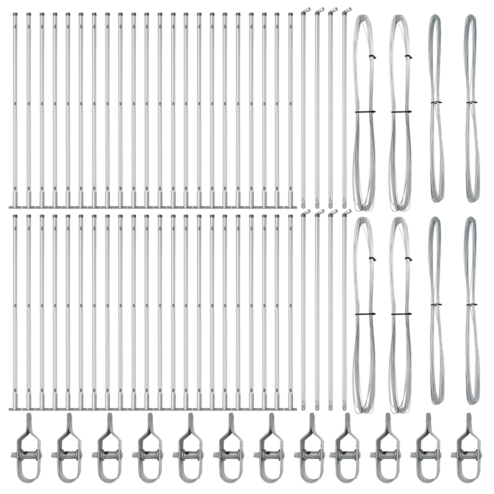 Fence Posts with Base Plates 52 pcs Ø32mm 68,5cm Galvanised Steel - Image 3