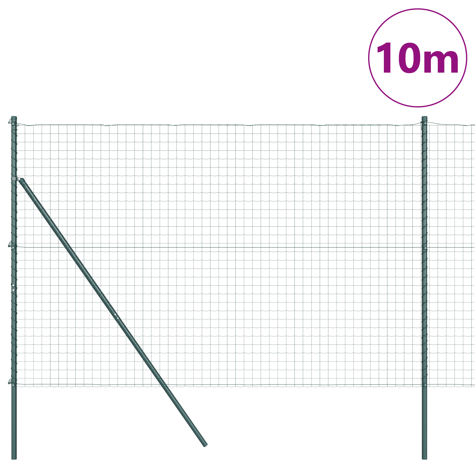 Euro Fence with 7 Posts 1.6x10 m Galvanised Steel Green - Image 3