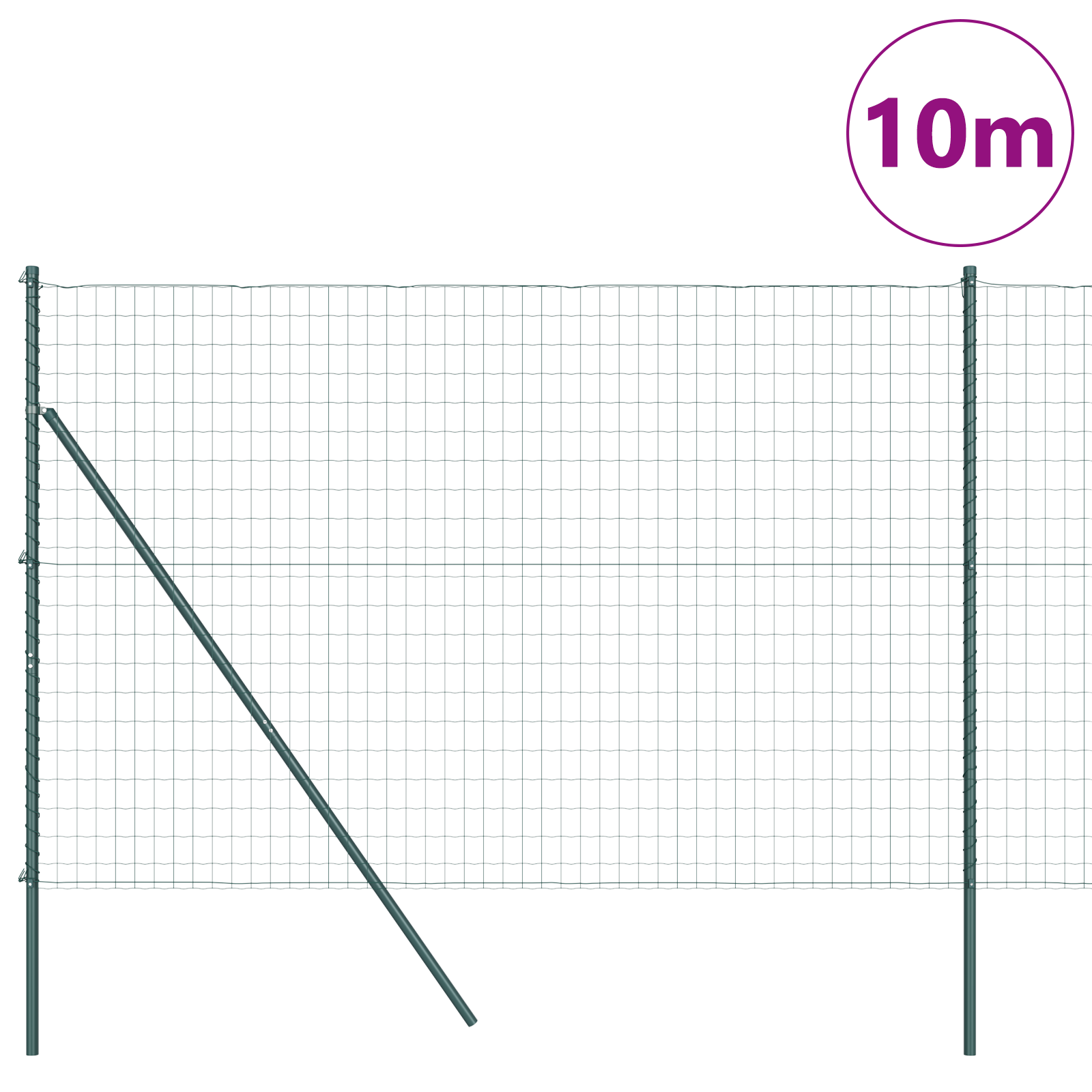 Euro Fence with 7 Posts 1.6x10 m Galvanised Steel Green - Image 3