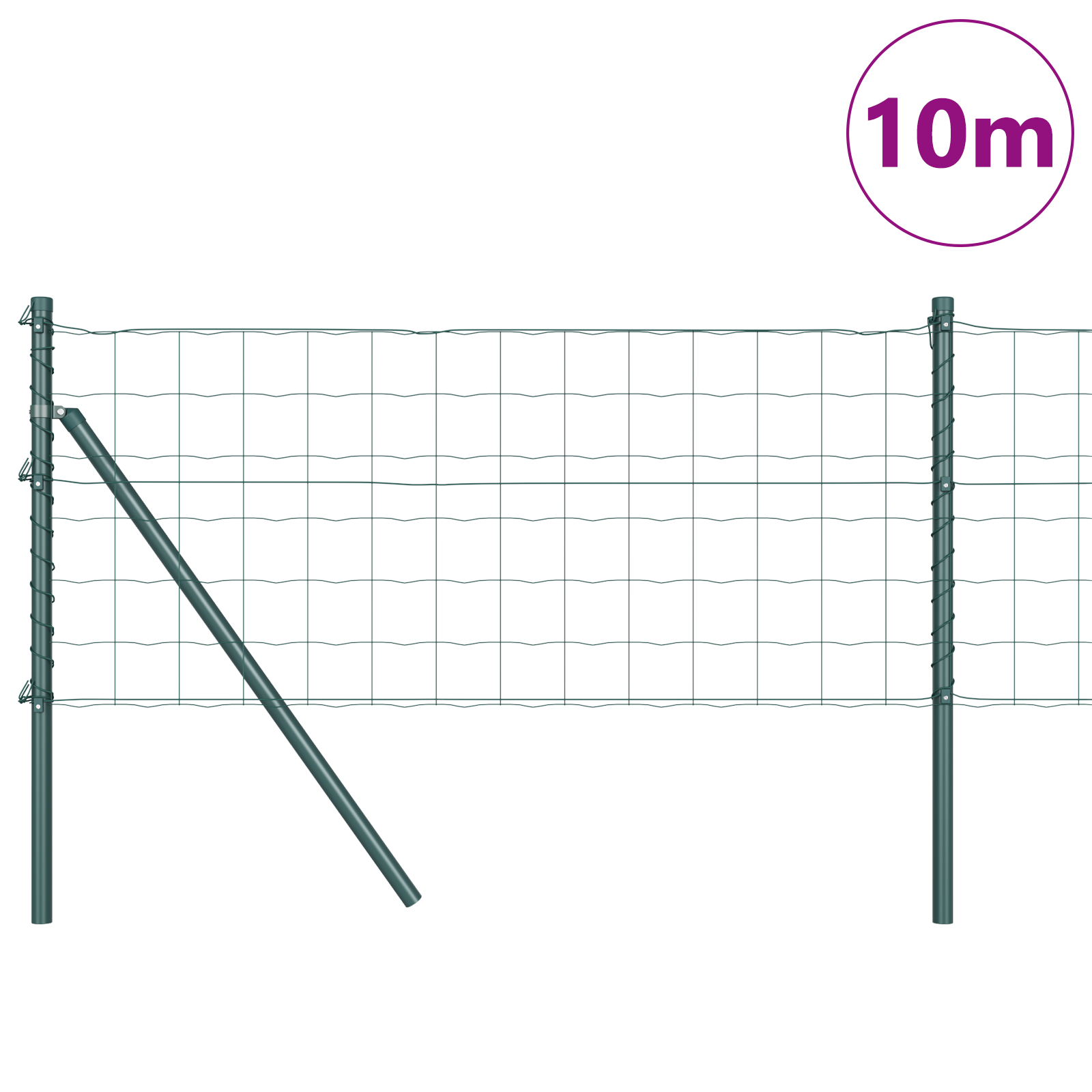 Euro Fence with 7 Posts 0.6x10 m Galvanised Steel Green - Image 3