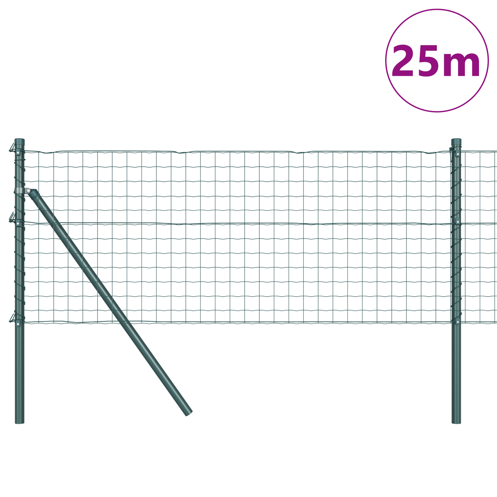 Euro Fence with 13 Posts 0.8x25 m Galvanised Steel Green - Image 3
