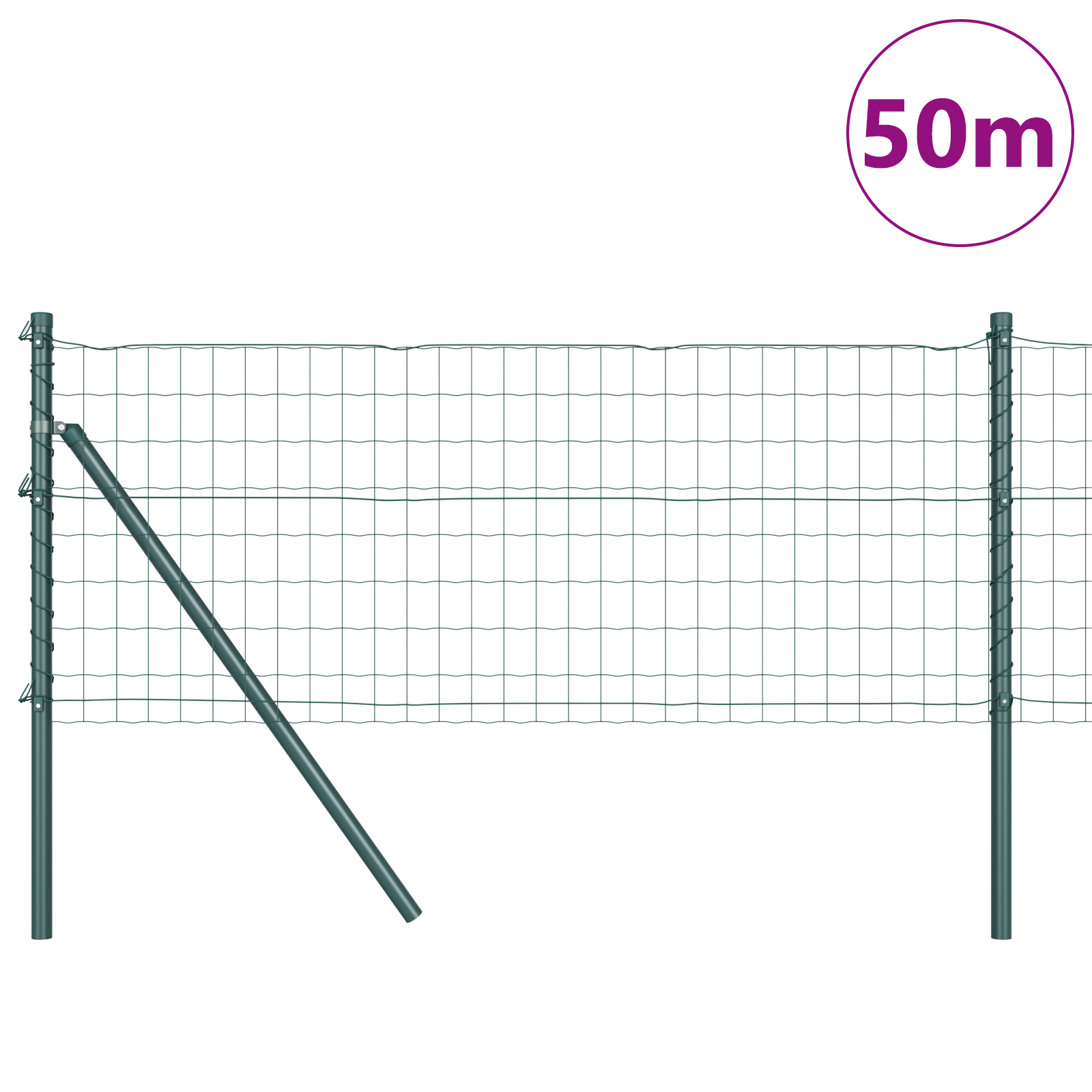 Euro Fence with 13 Posts 0.4x50 m Galvanised Steel Green - Image 3