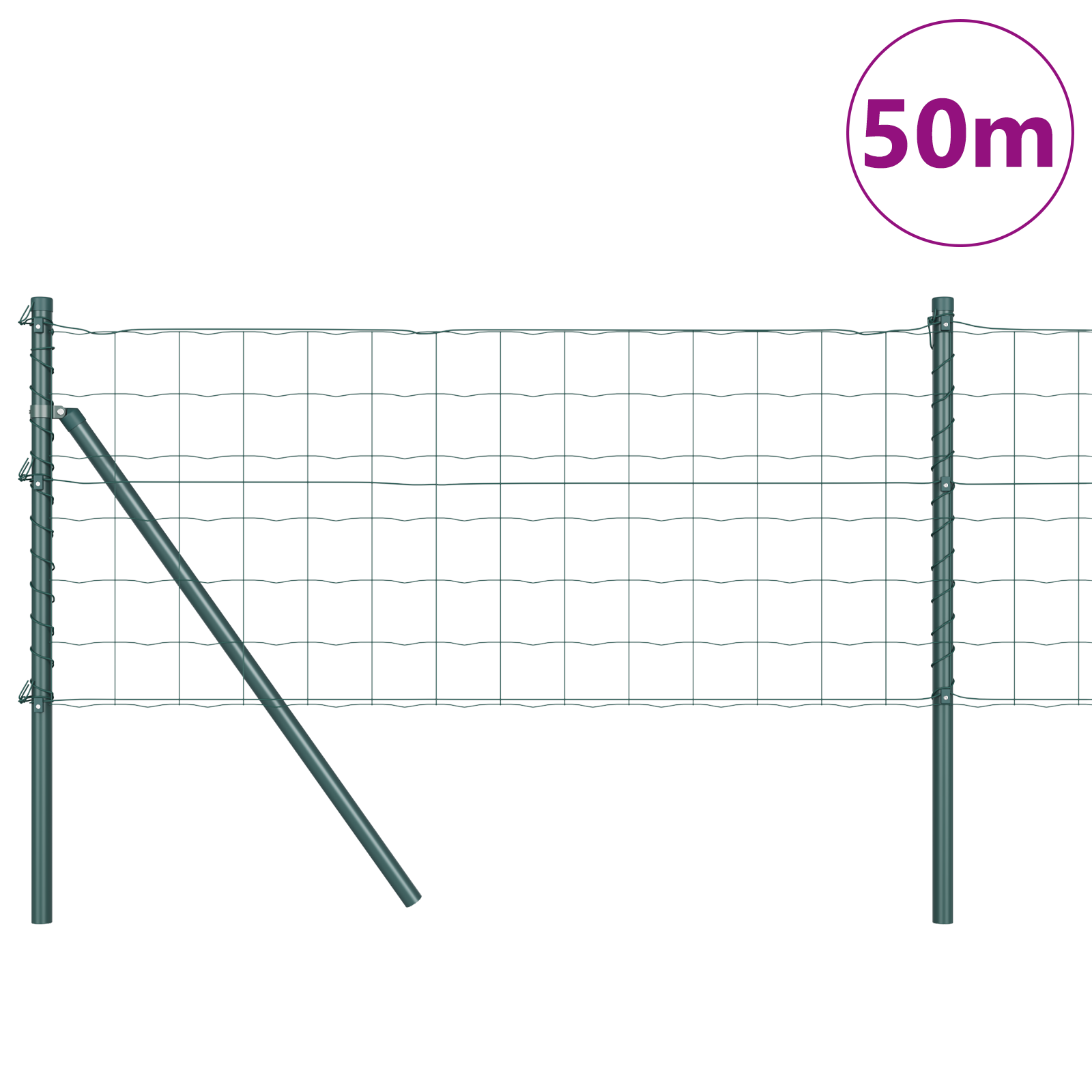 Euro Fence with 13 Posts 0.6x50 m Galvanised Steel Green - Image 3