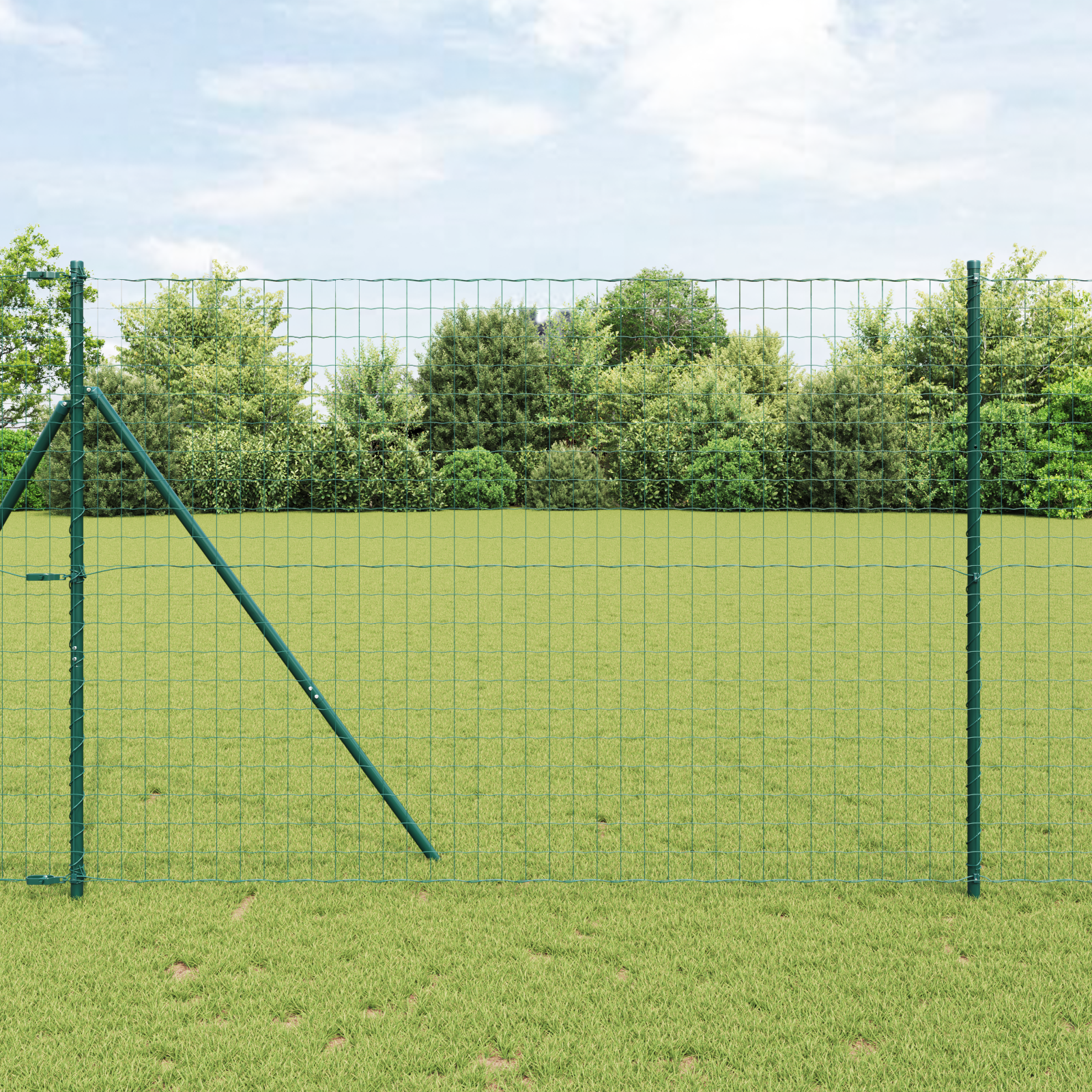 Euro Fence Set of 2 Green Metal 10 x 1.5 m Durable Euro Fence