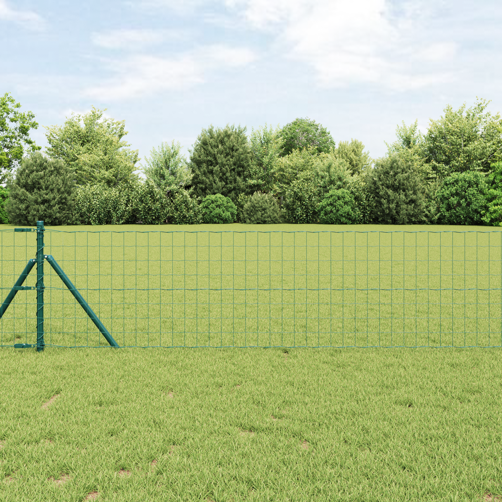 Euro Fence with 13 Posts 0.6x50 m Galvanised Steel Green