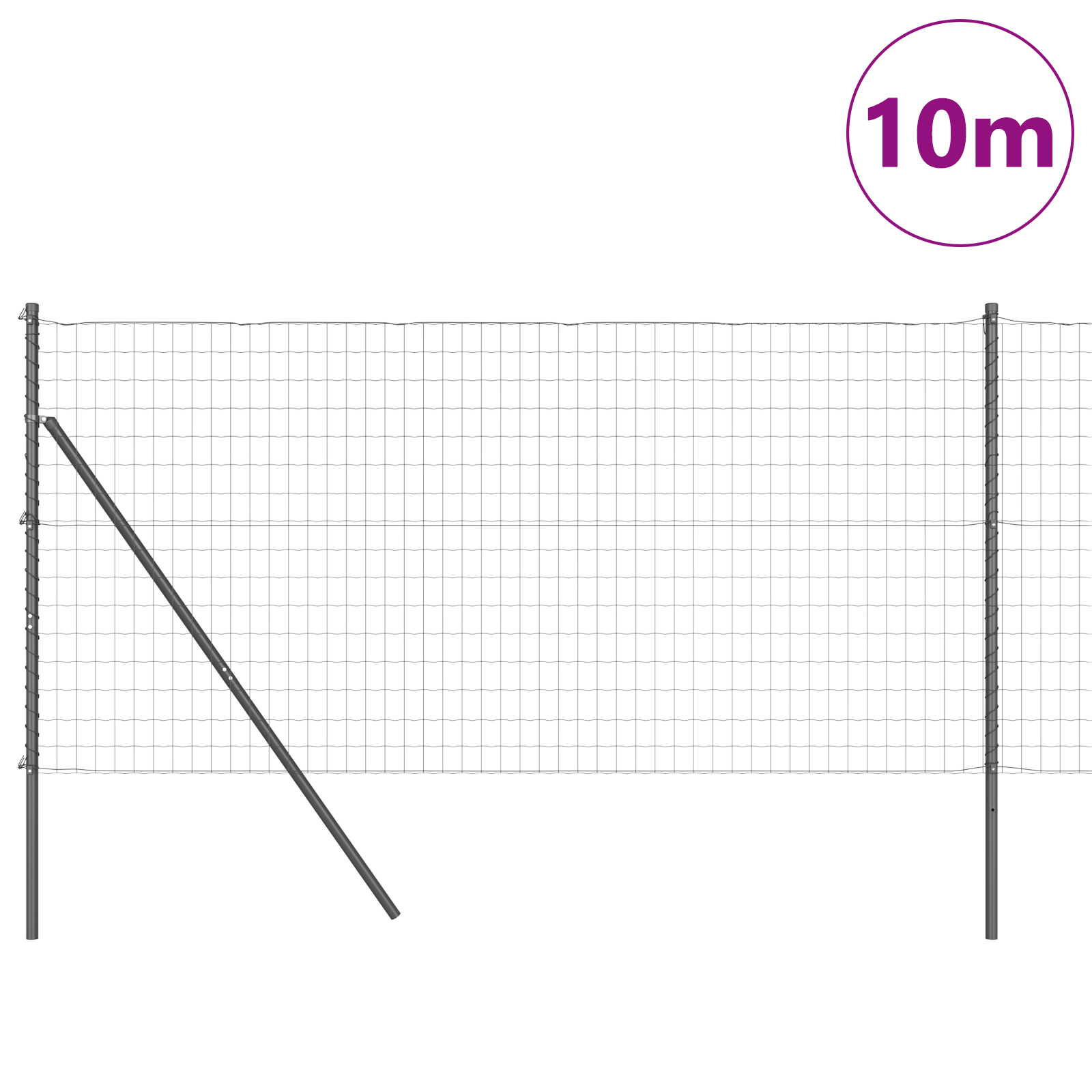 Euro Fence with 7 Posts 1.4x10 m Galvanised Steel Grey - Image 3