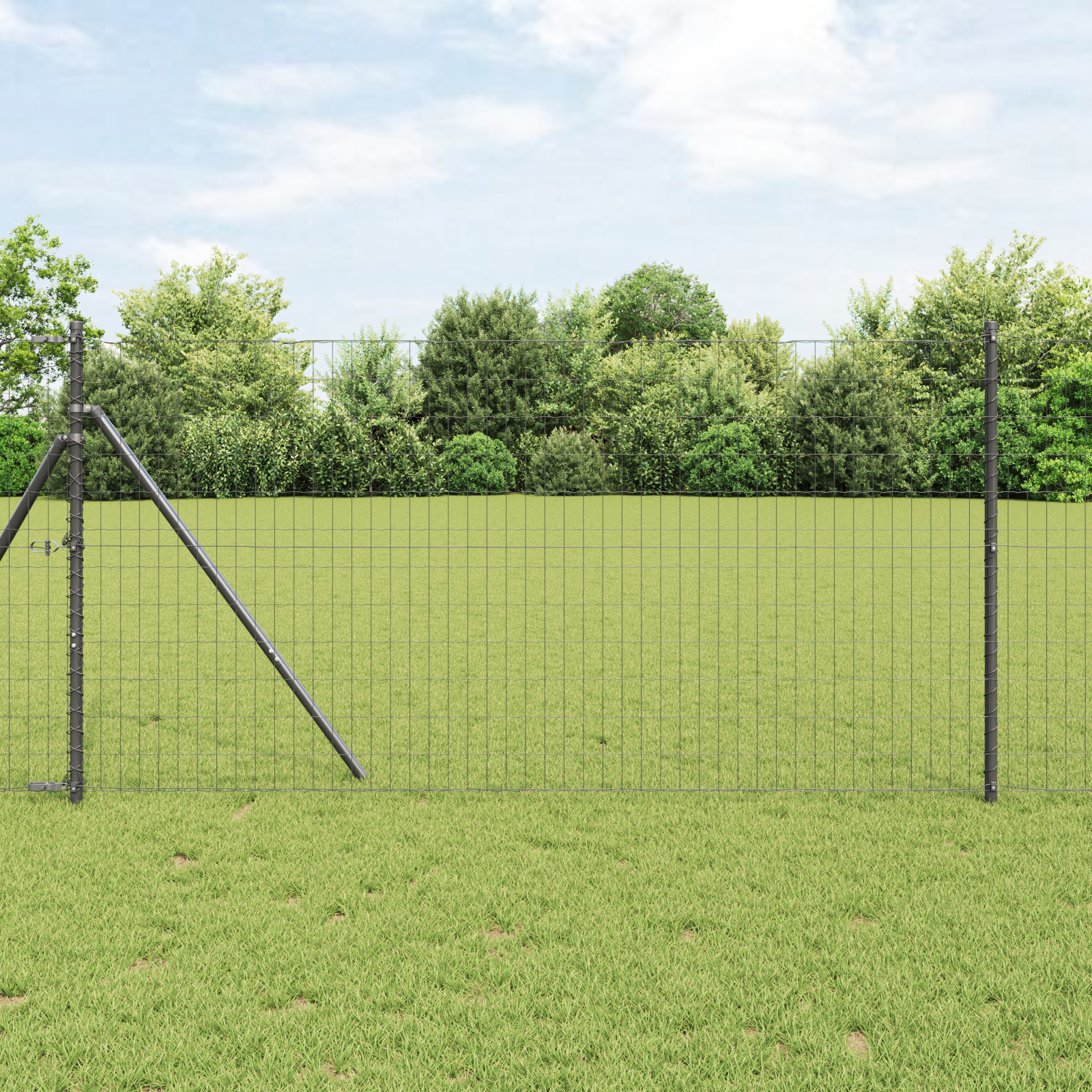 Euro Fence with 7 Posts 1.4x10 m Galvanised Steel Grey
