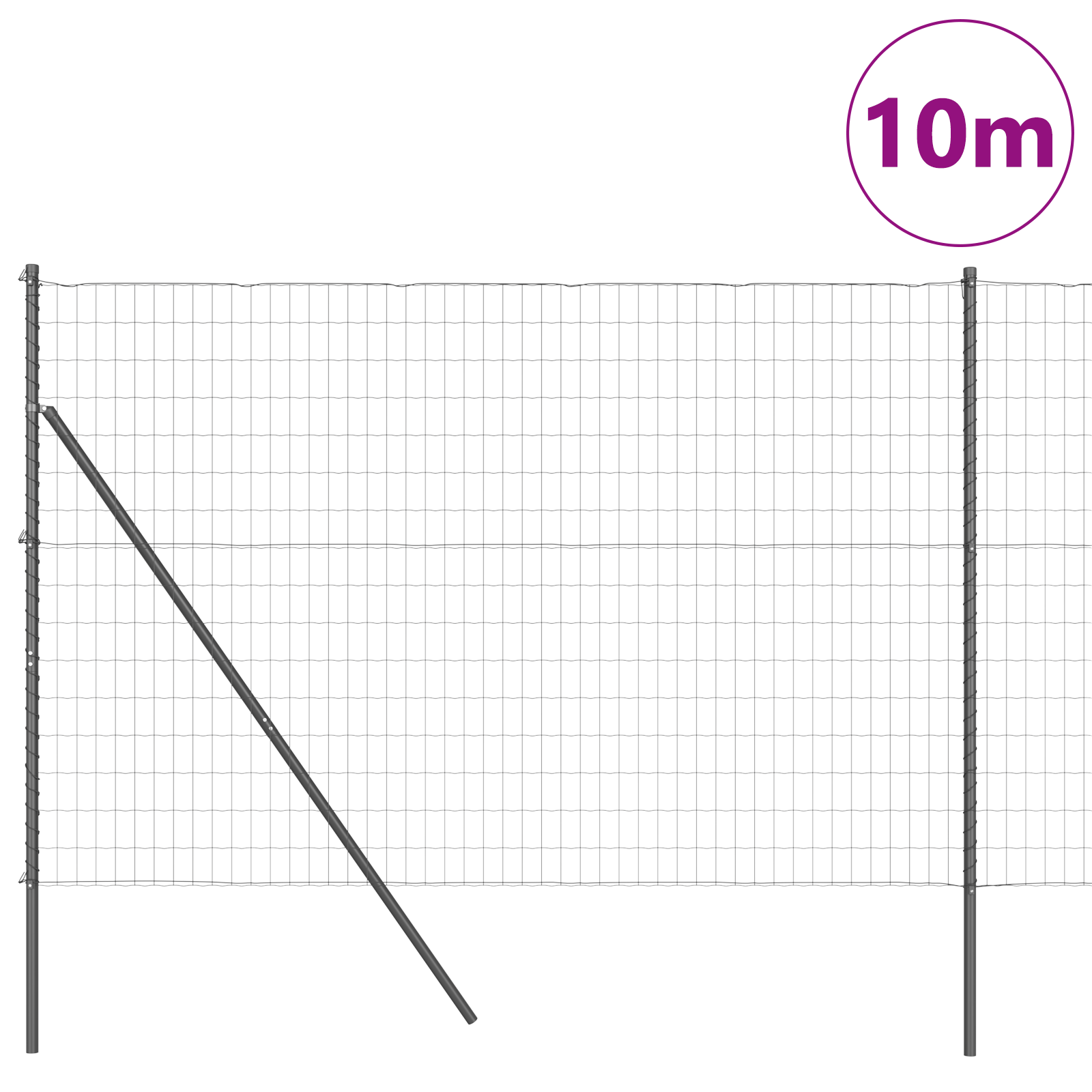 Euro Fence with 7 Posts 1.5x10 m Galvanised Steel Grey - Image 3