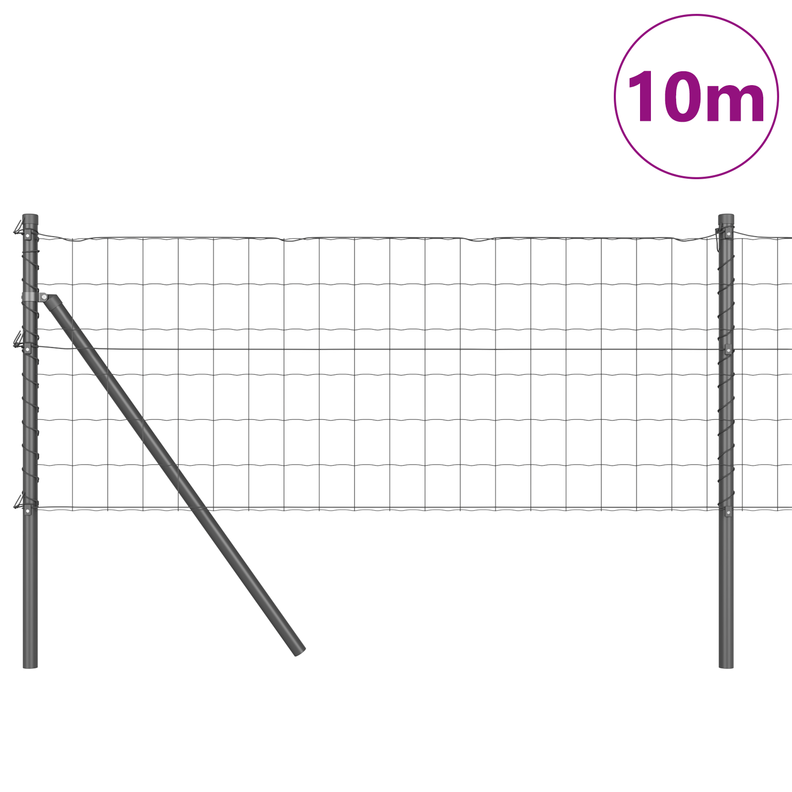 Euro Fence with 7 Posts 0.4x10 m Galvanised Steel Grey - Image 3