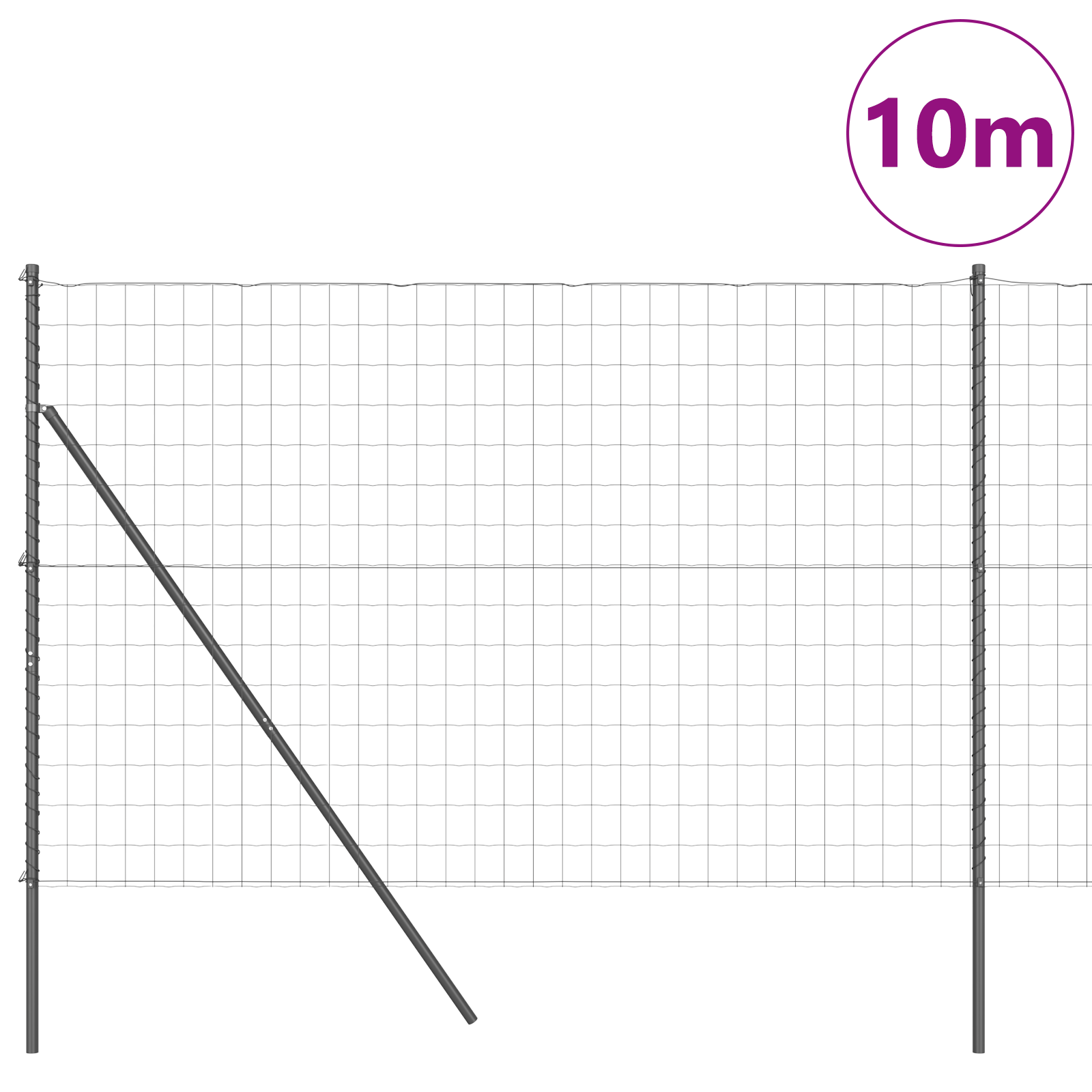 Euro Fence with 7 Posts 1.5x10 m Galvanised Steel Grey - Image 3