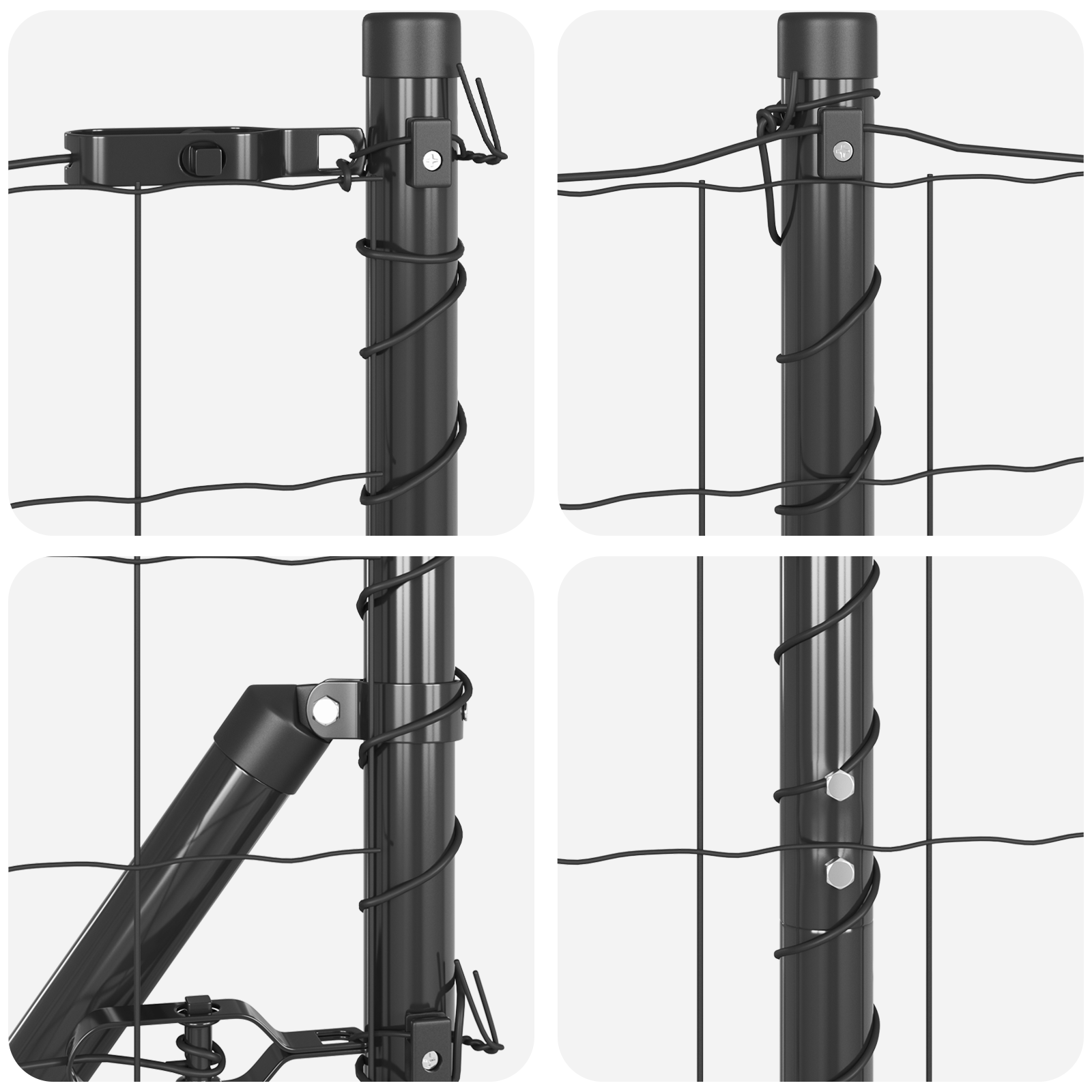 Euro Fence with 7 Posts 1.6x10 m Galvanised Steel Grey - Image 7