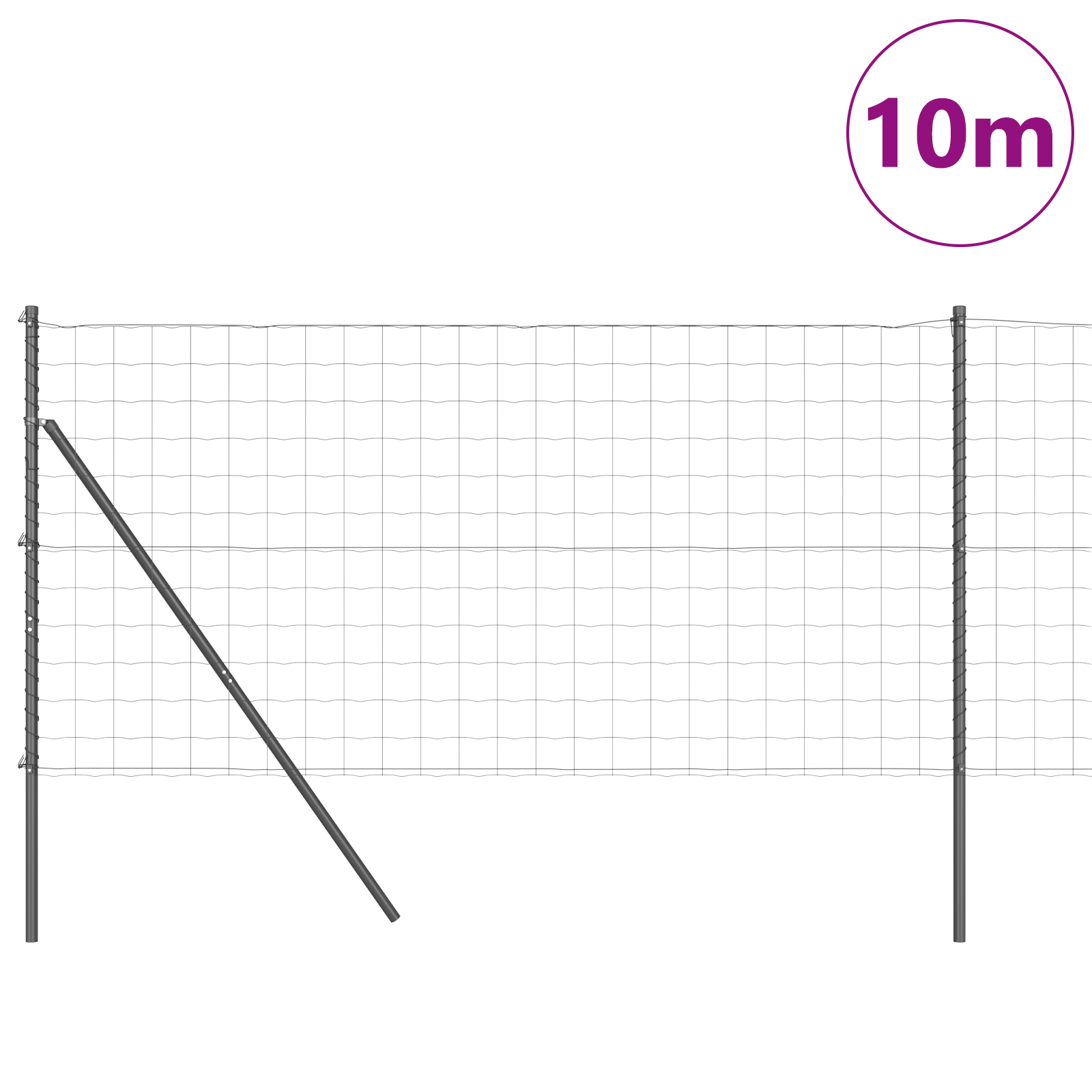 Euro Fence with 7 Posts 1.4x10 m Galvanised Steel Grey - Image 3