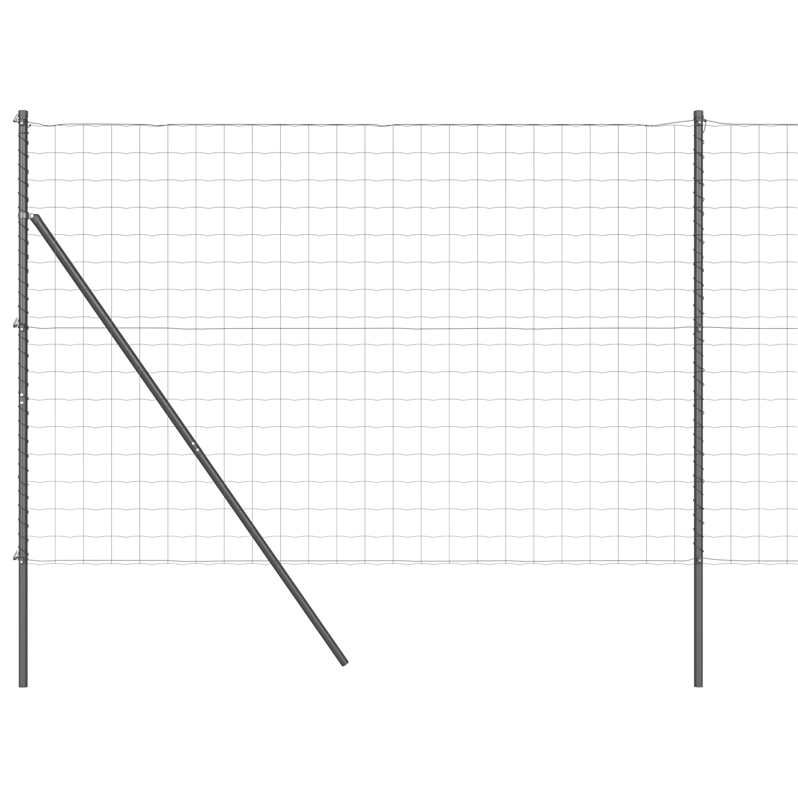 Euro Fence with 7 Posts 1.6x10 m Galvanised Steel Grey - Image 2