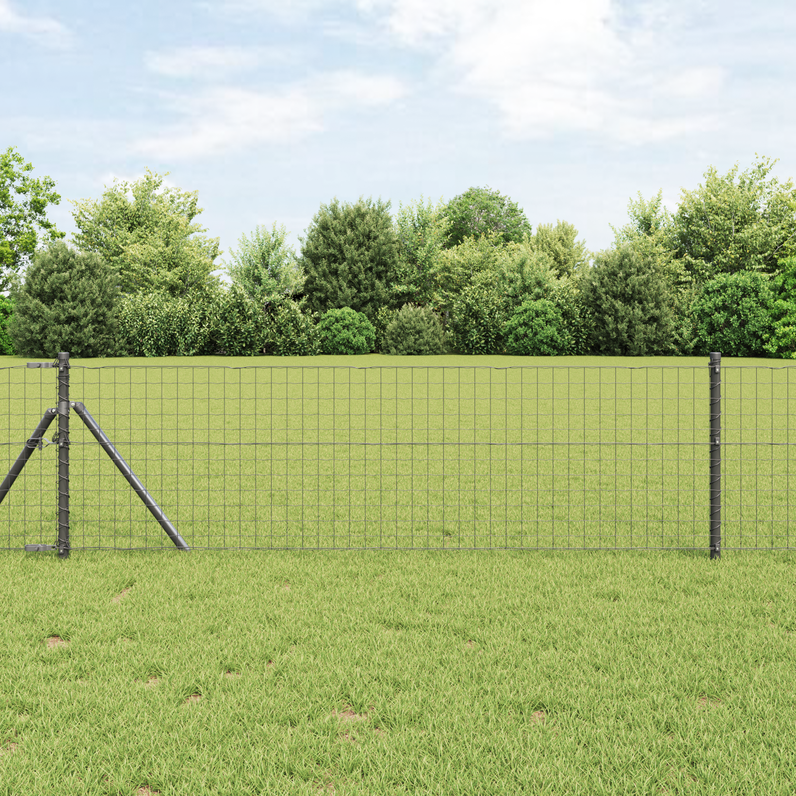 Euro Fence with 13 Posts 0.4x25 m Galvanised Steel Grey