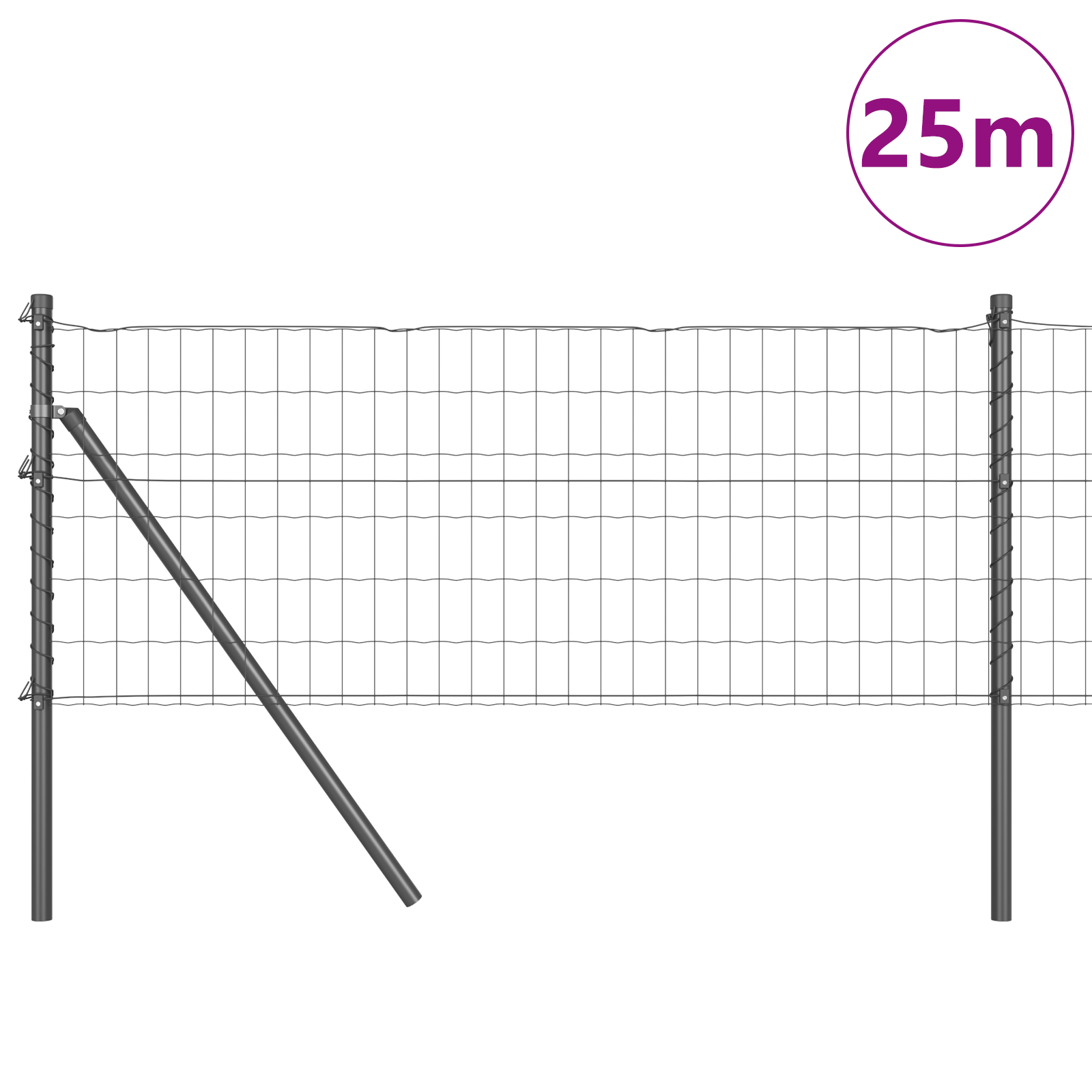 Euro Fence with 13 Posts 0.4x25 m Galvanised Steel Grey - Image 3