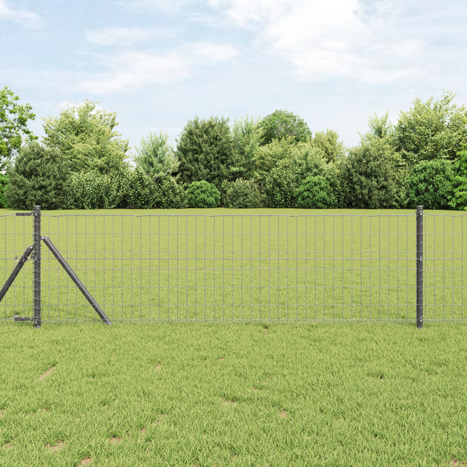 Euro Fence with 13 Posts 0.4x25 m Galvanised Steel Grey