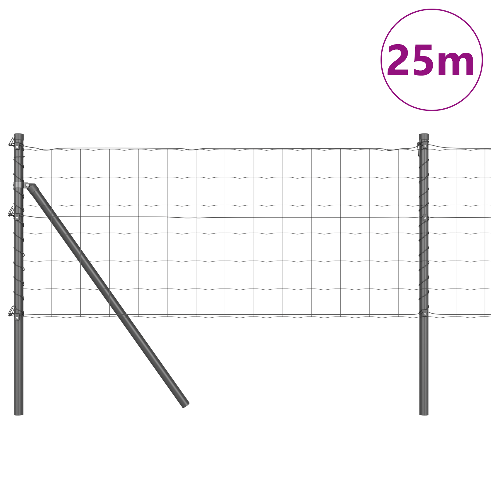 Euro Fence with 13 Posts 0.6x25 m Galvanised Steel Grey - Image 3