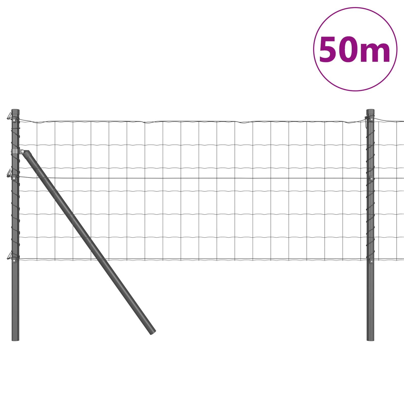 Euro Fence with 13 Posts 0.4x50 m Galvanised Steel Grey - Image 3