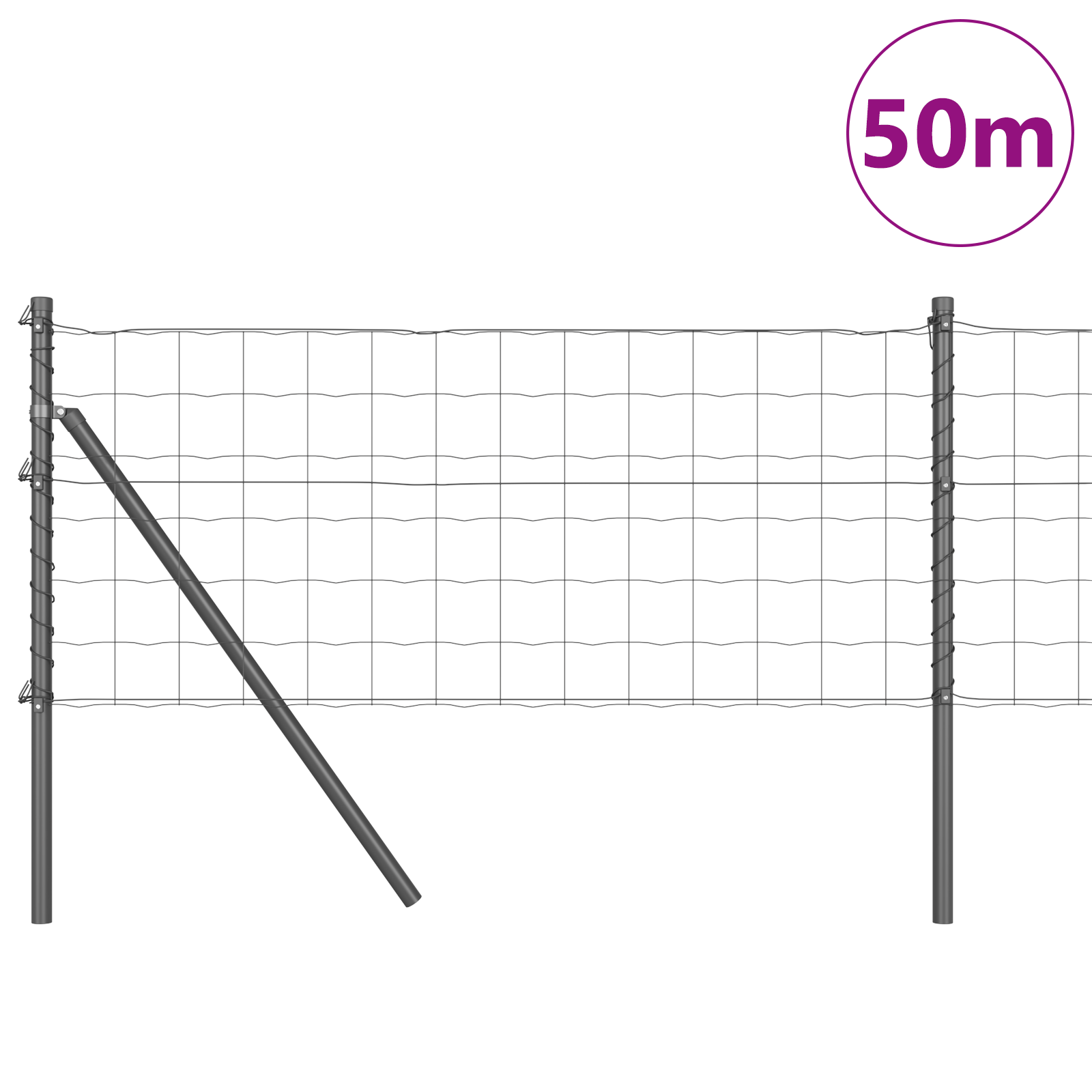 Euro Fence with 13 Posts 0.6x50 m Galvanised Steel Grey - Image 3