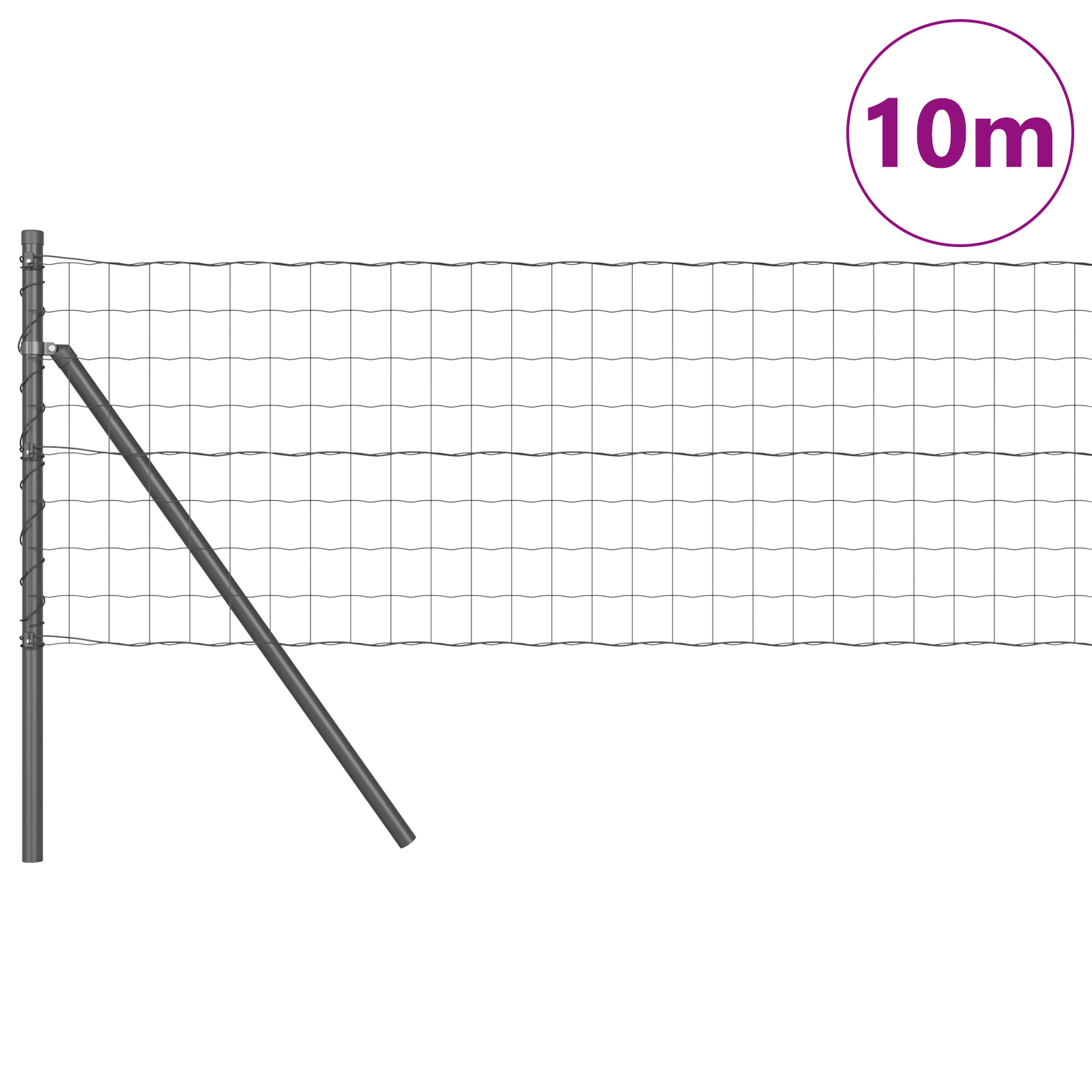 Euro Fence with 7 Posts 0.4x10 m Galvanised Steel Grey - Image 3