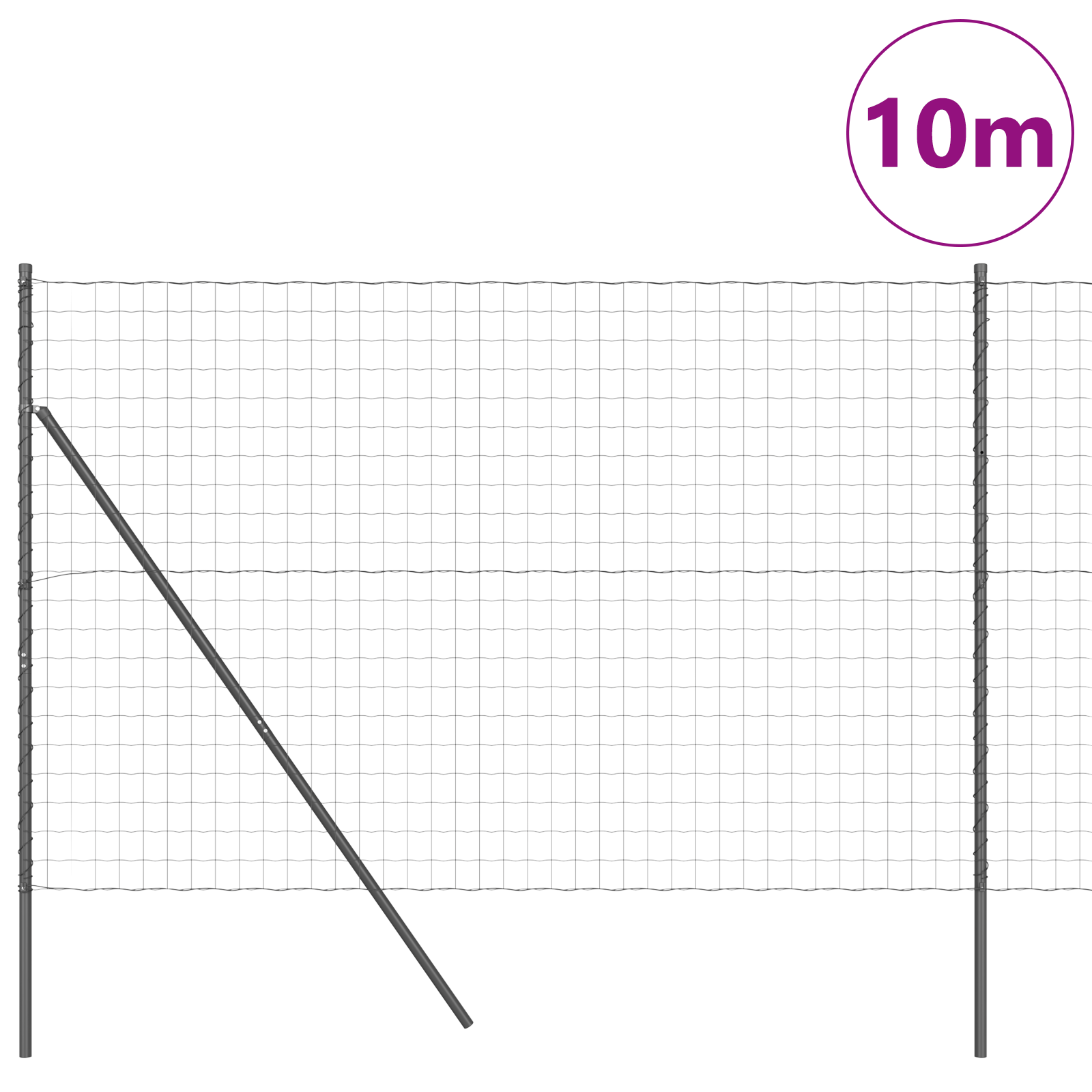 Euro Fence with 7 Posts 1.6x10 m Galvanised Steel Grey - Image 3