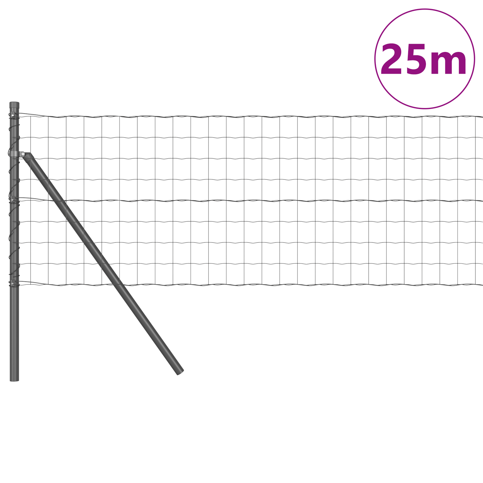 Euro Fence with 13 Posts 0.6x25 m Galvanised Steel Grey - Image 3