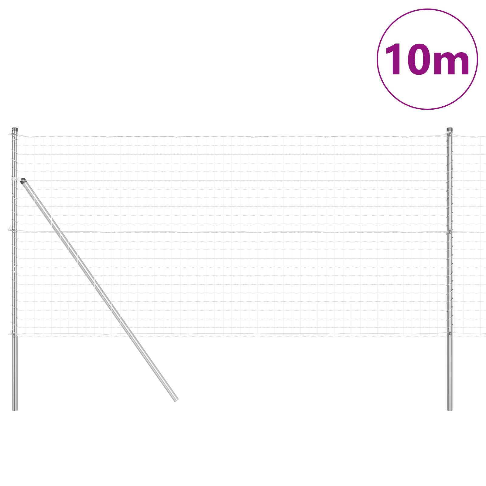 Euro Fence with 7 Posts 1x10 m Galvanised Steel - Image 3