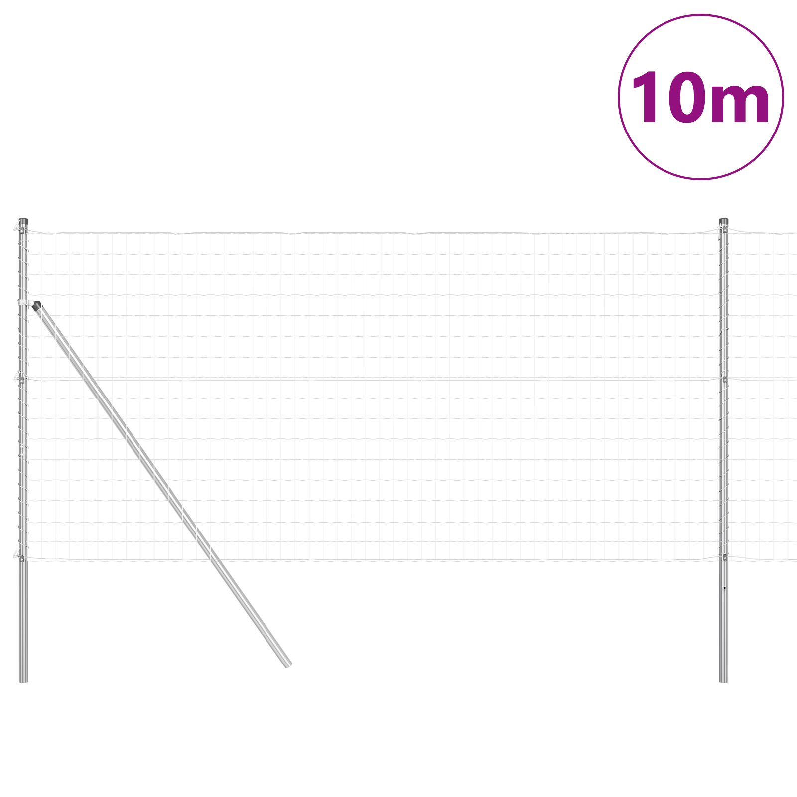 Euro Fence with 7 Posts 1x10 m Galvanised Steel - Image 3