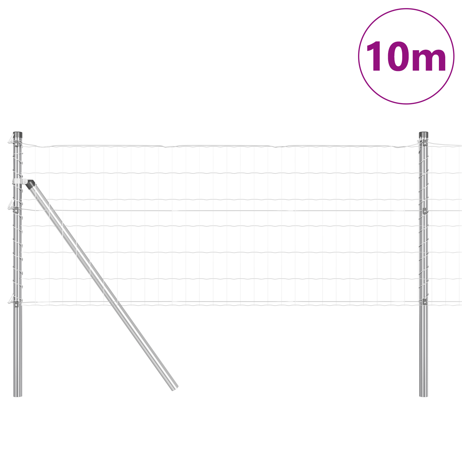 Euro Fence with 7 Posts 0.8x10 m Galvanised Steel - Image 3