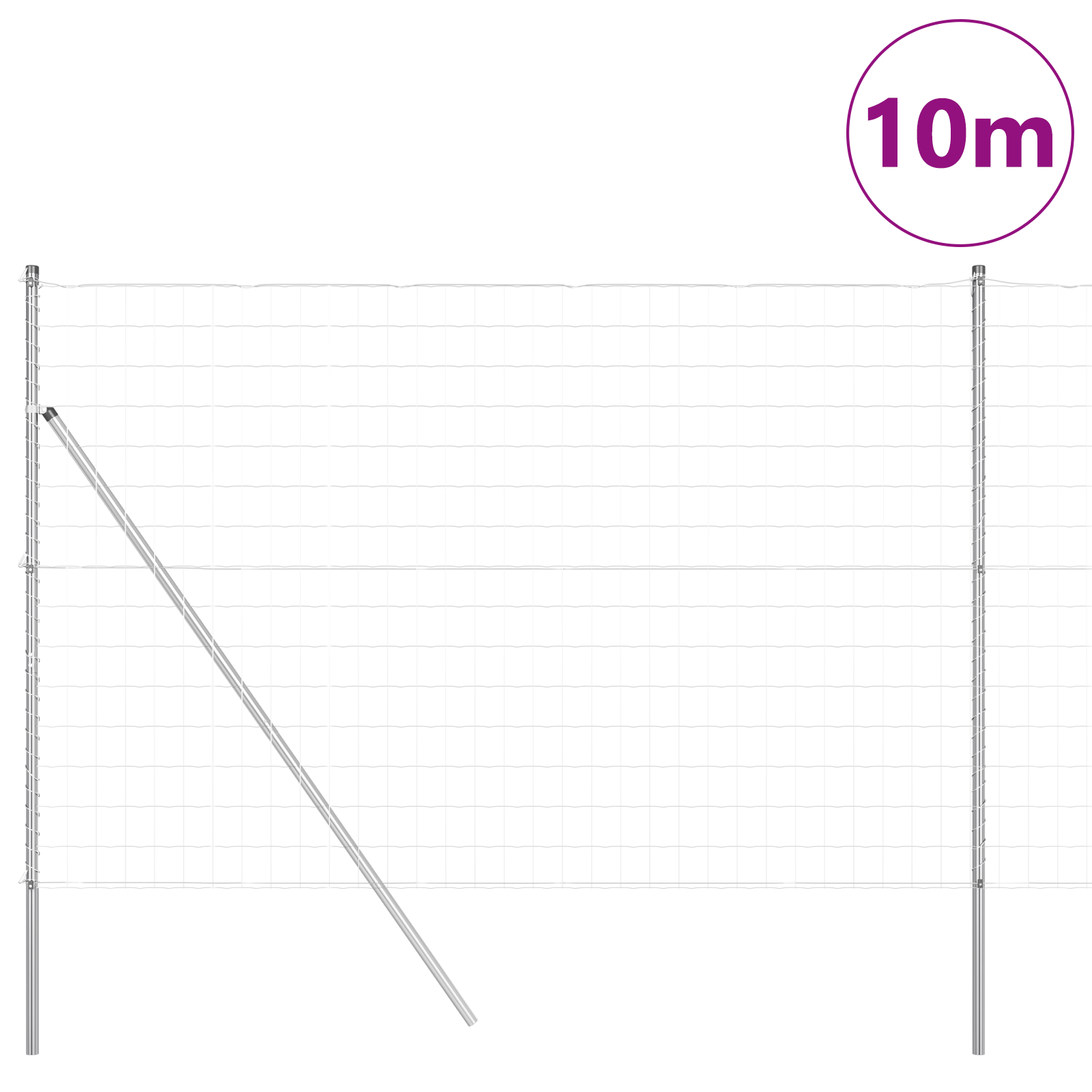 Euro Fence with 7 Posts 1.6x10 m Galvanised Steel - Image 3