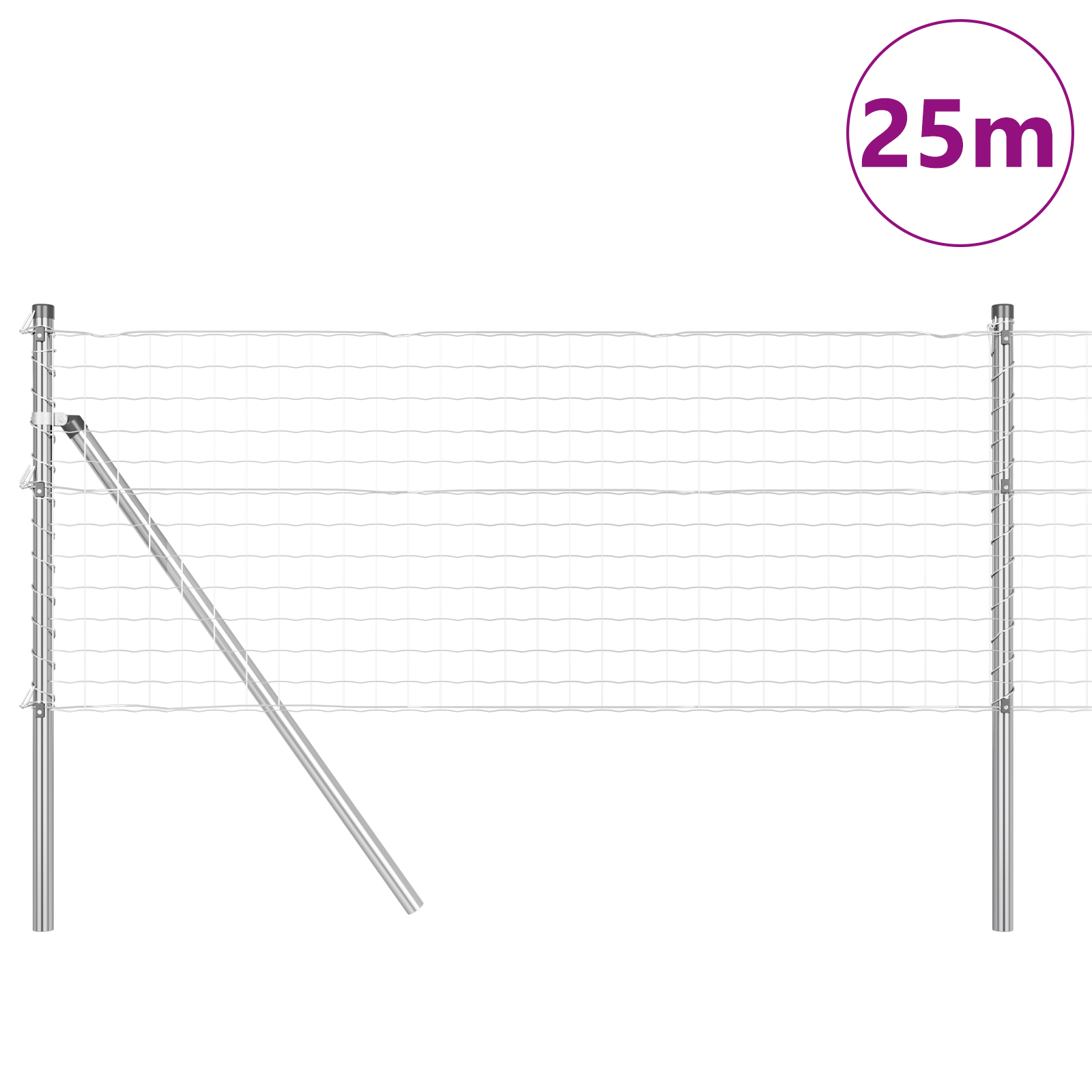 Euro Fence with 13 Posts 0.6x25 m Galvanised Steel - Image 3