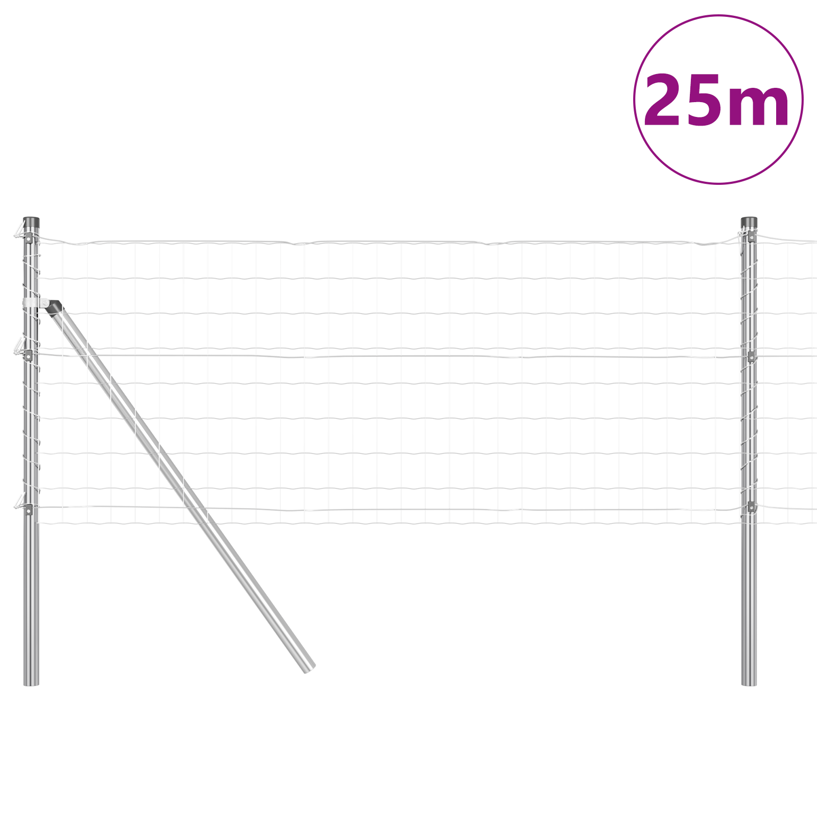 Euro Fence with 13 Posts 0.8x25 m Galvanised Steel - Image 3