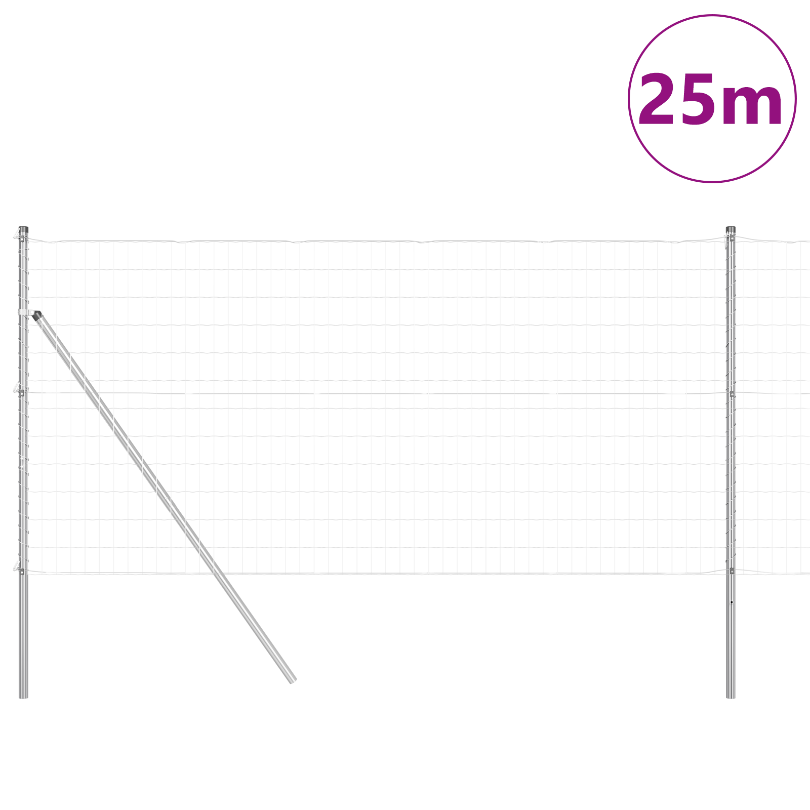 Euro Fence with 13 Posts 1x25 m Galvanised Steel - Image 3
