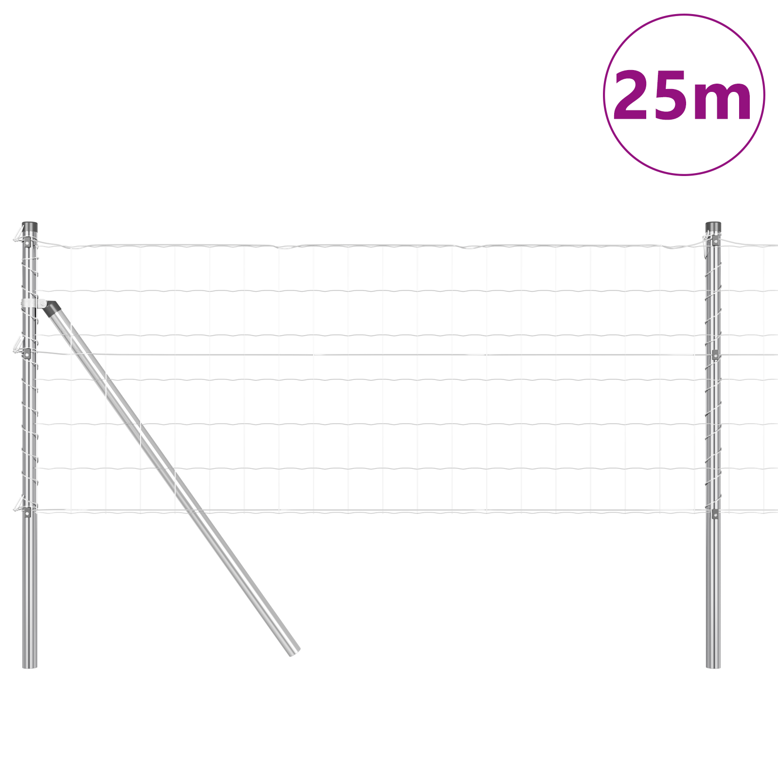 Euro Fence with 13 Posts 0.4x25 m Galvanised Steel - Image 3